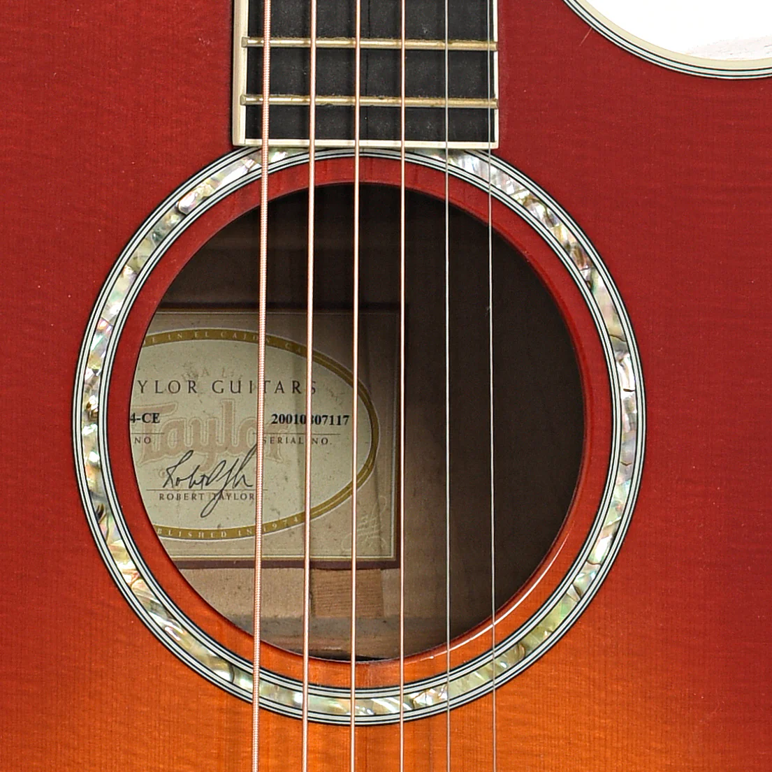Taylor 614ce Cherry Sunburst Acoustic Electric Guitar (2001) - Image 7
