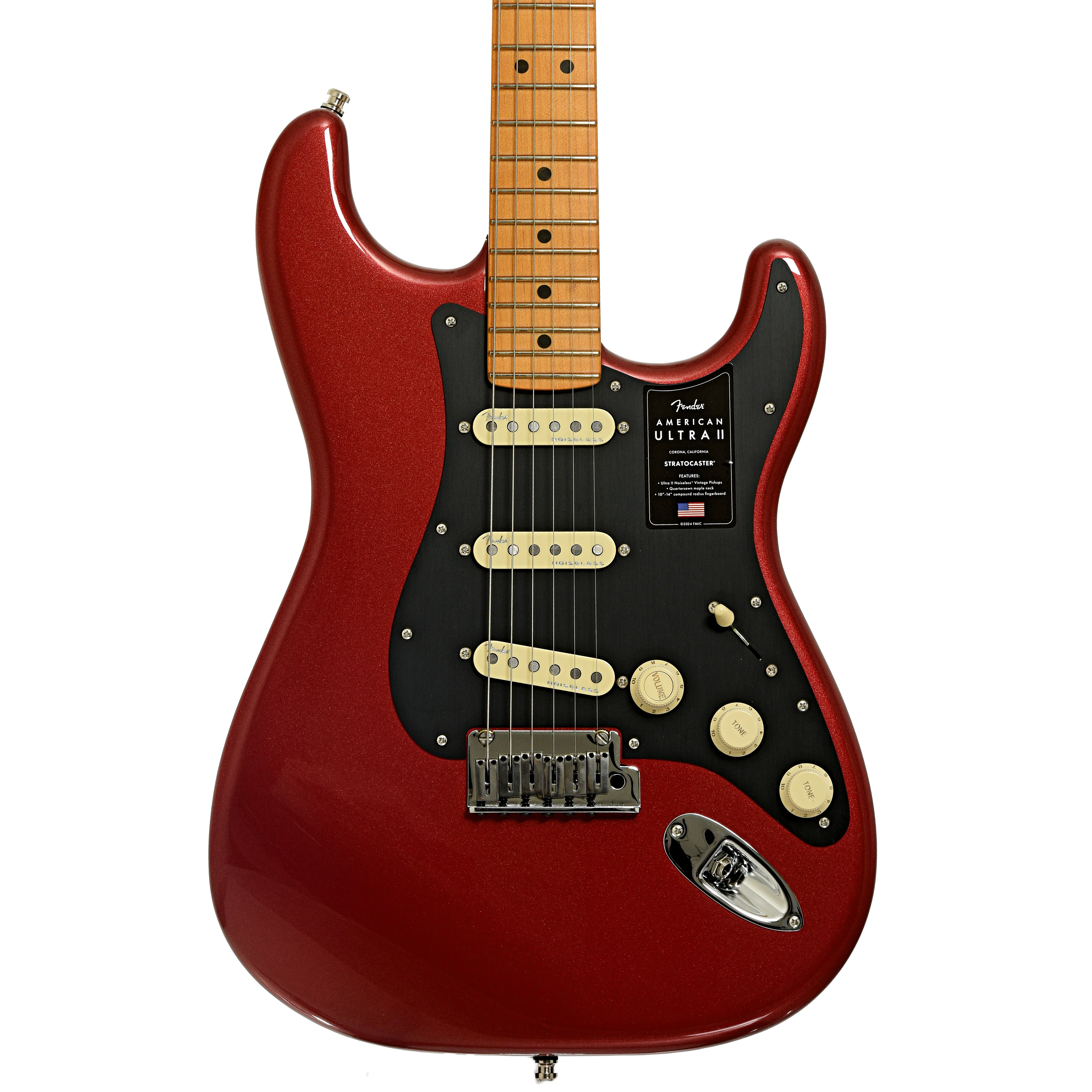 Fender American Ultra II Stratocaster Electric Guitar & Case, Sinister Red - Image 2