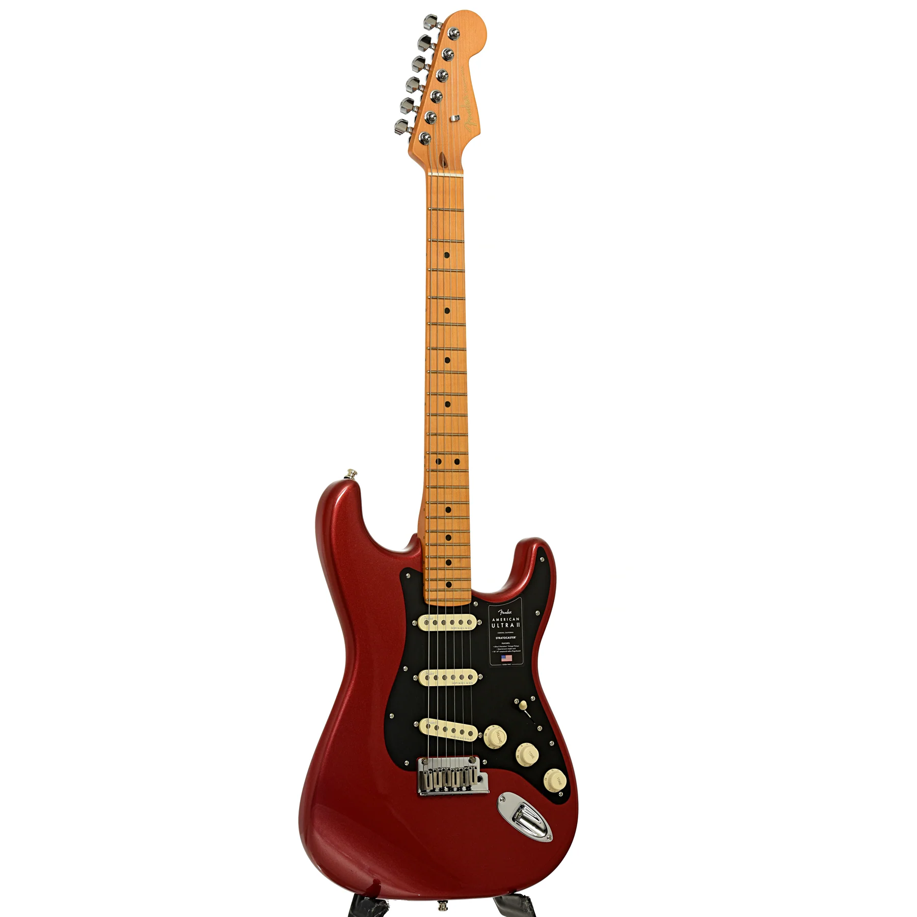 Fender American Ultra II Stratocaster Electric Guitar & Case, Sinister Red - Image 4