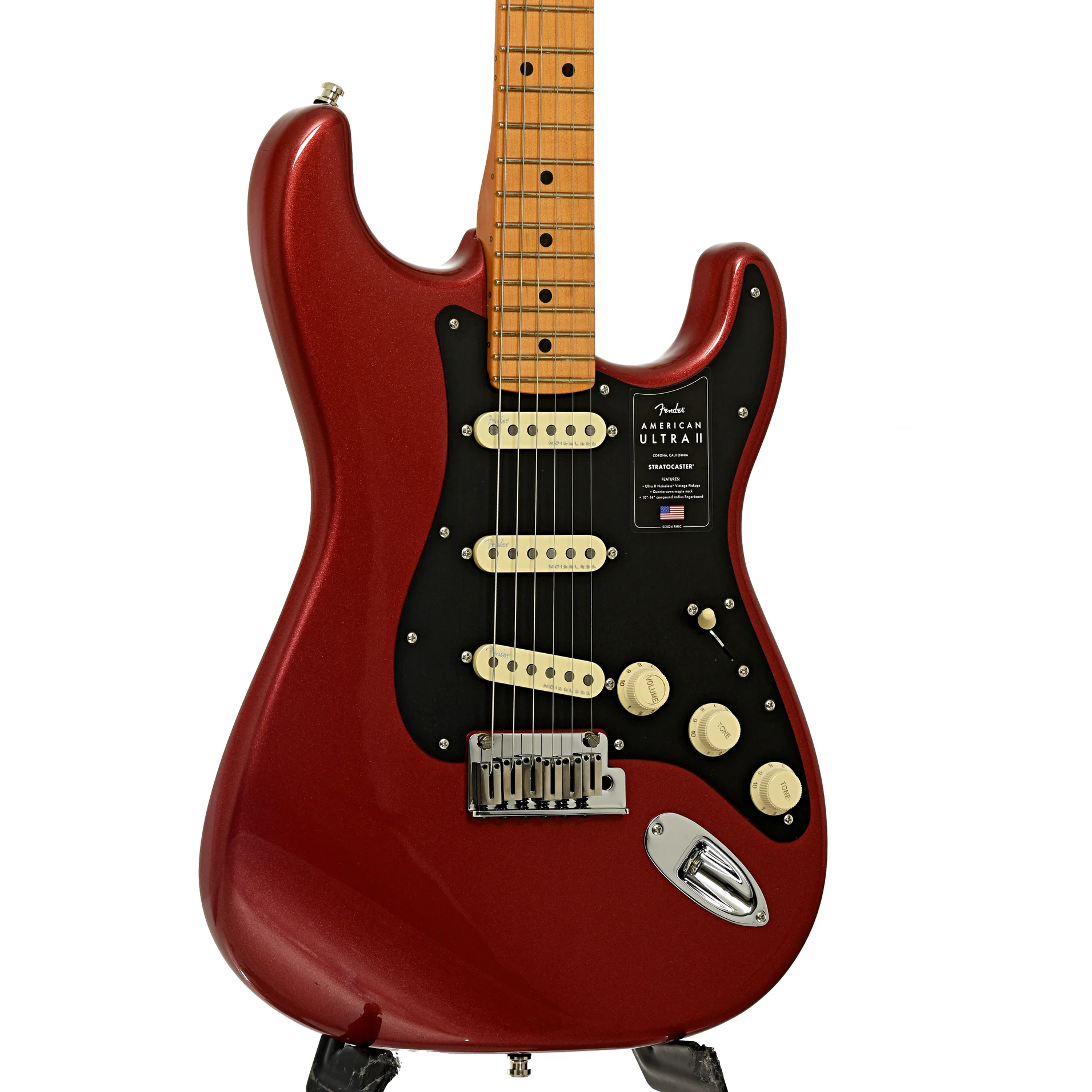 Fender American Ultra II Stratocaster Electric Guitar & Case, Sinister Red - Image 5