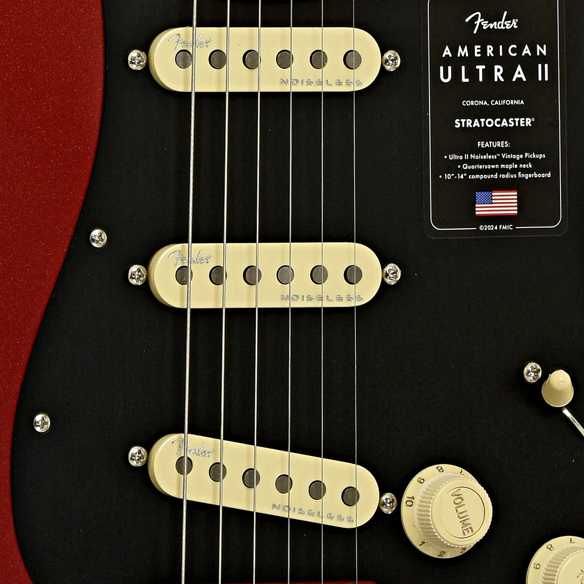 Fender American Ultra II Stratocaster Electric Guitar & Case, Sinister Red - Image 7