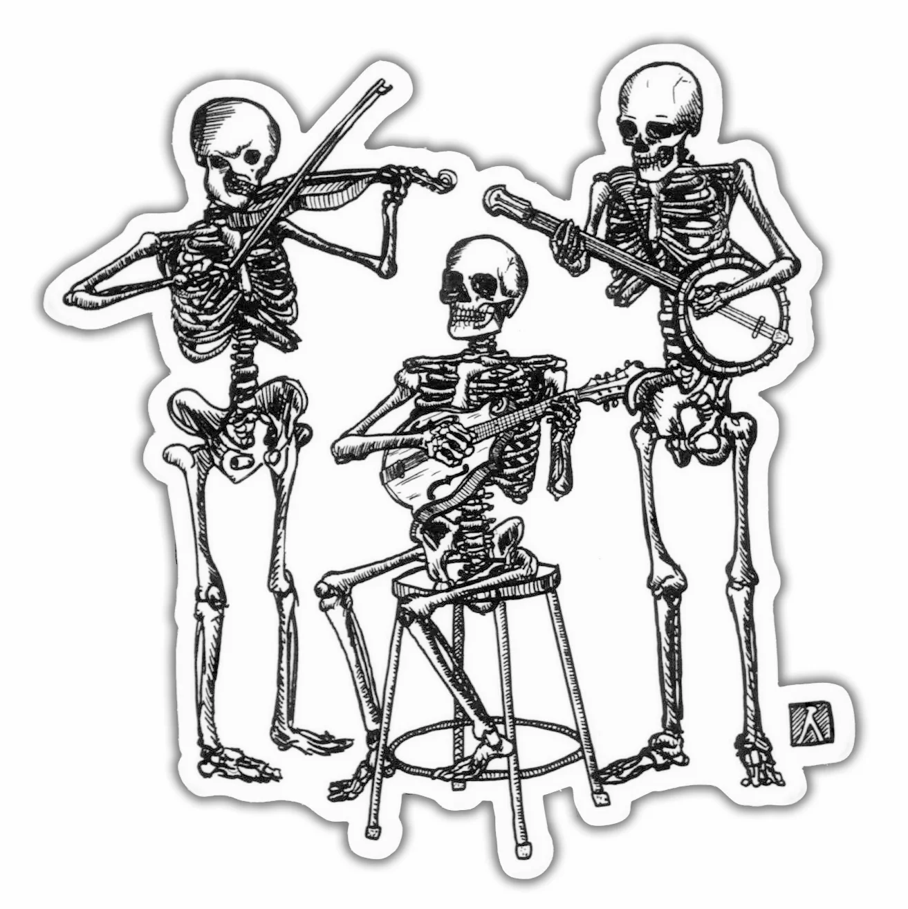 Bellavance Ink Vinyl Skeleton String Band Sticker - Image 2