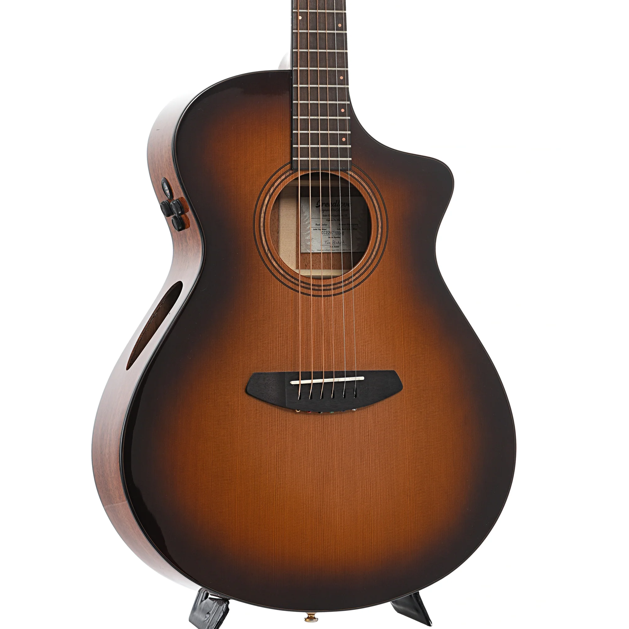 Breedlove Organic Solo Pro Concert Edgeburst CE Red Cedar-African Mahogany Acoustic-Electric Guitar (2022) - Image 4