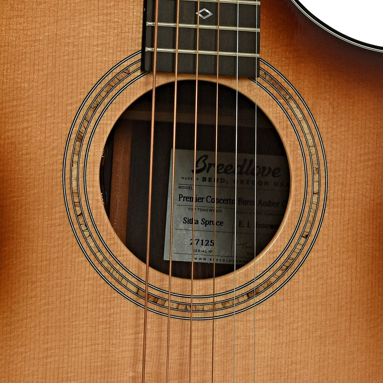 Breedlove Premier Concerto Burnt Amber CE Sitka - EI Rosewood Acoustic-Electric Guitar (2022) - Image 6