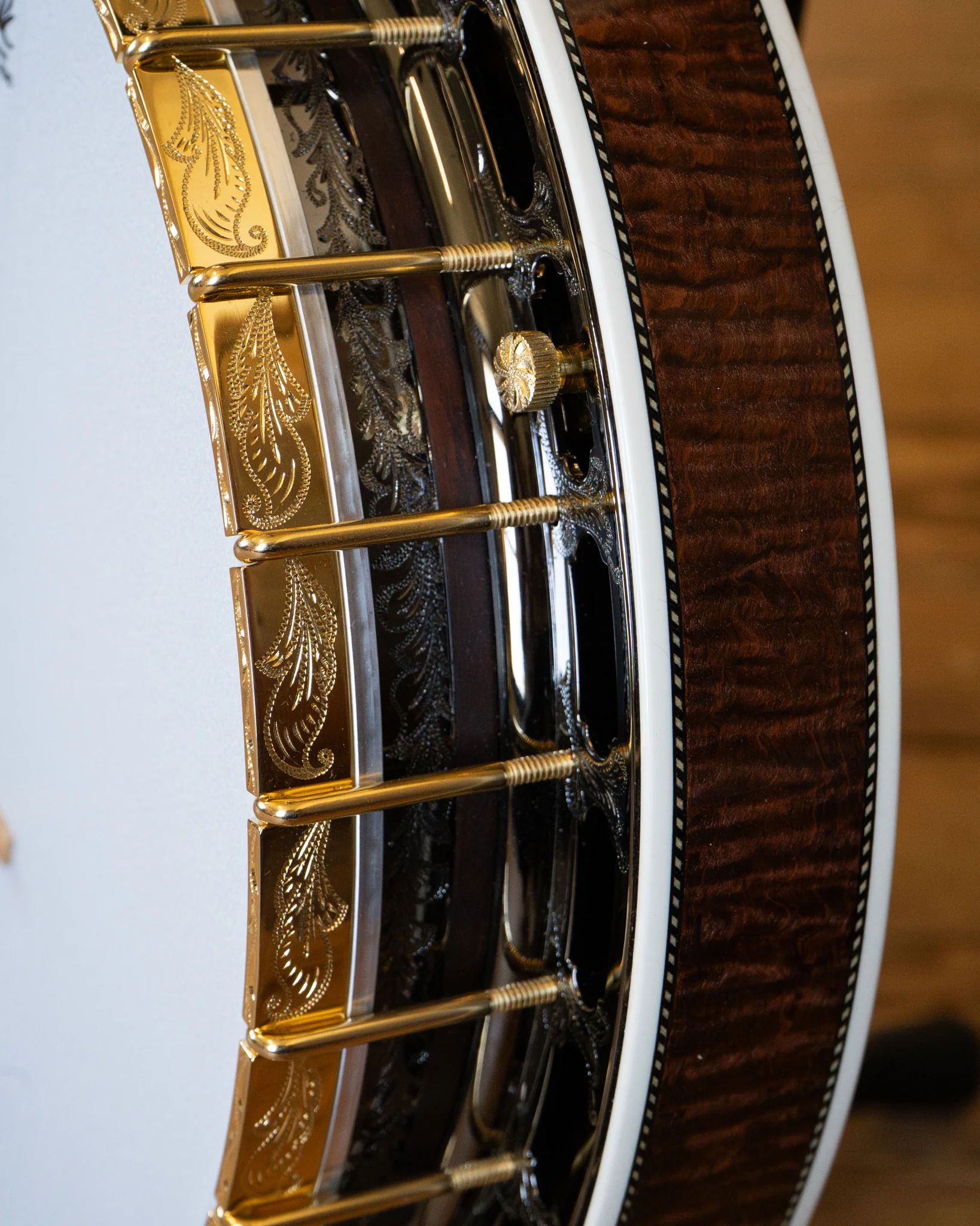 Capek Allegoria Gold Resonator Banjo & Case, Flame Maple - Image 19