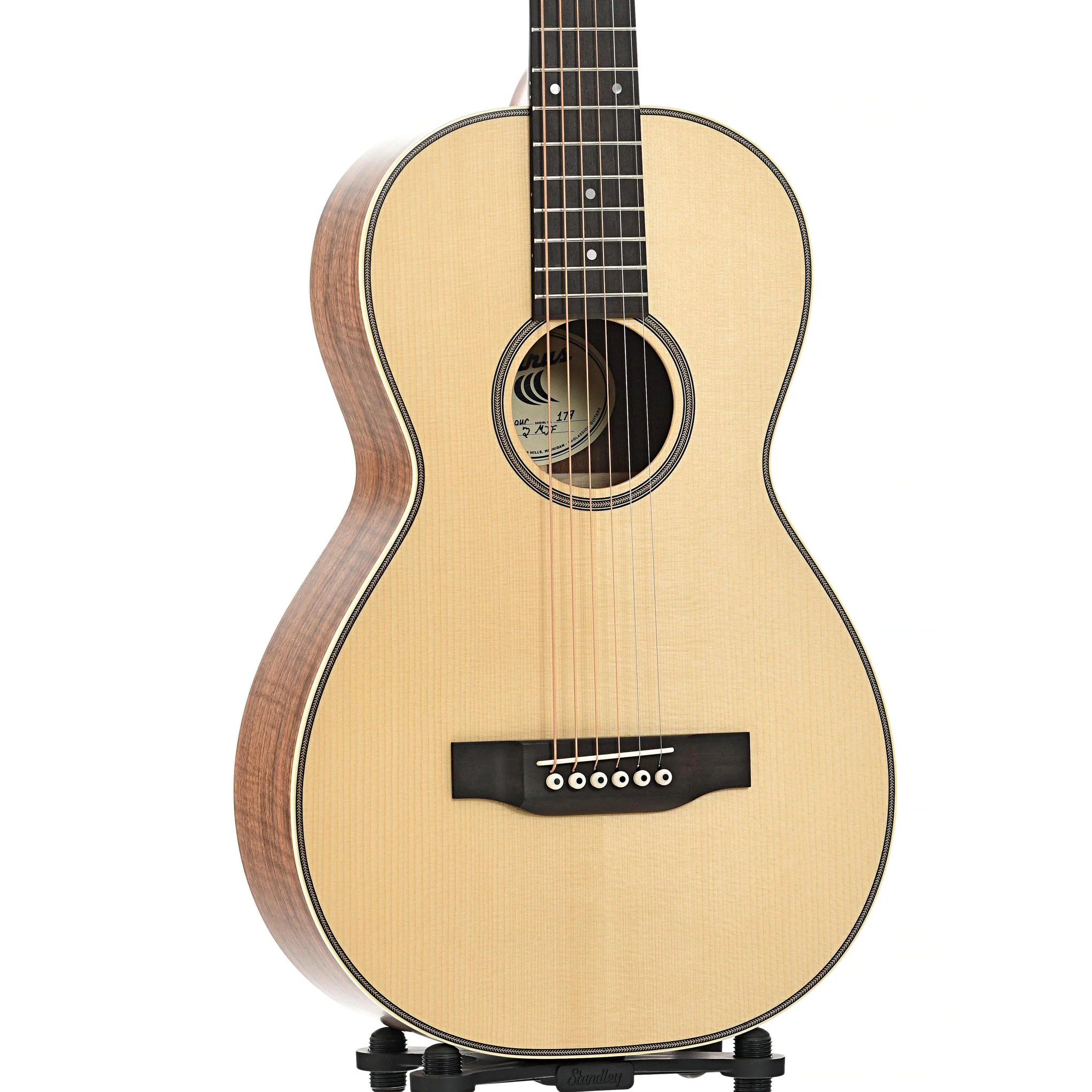 Cirrus Flamed Walnut Parlor Acoustic Guitar & Case - Image 4