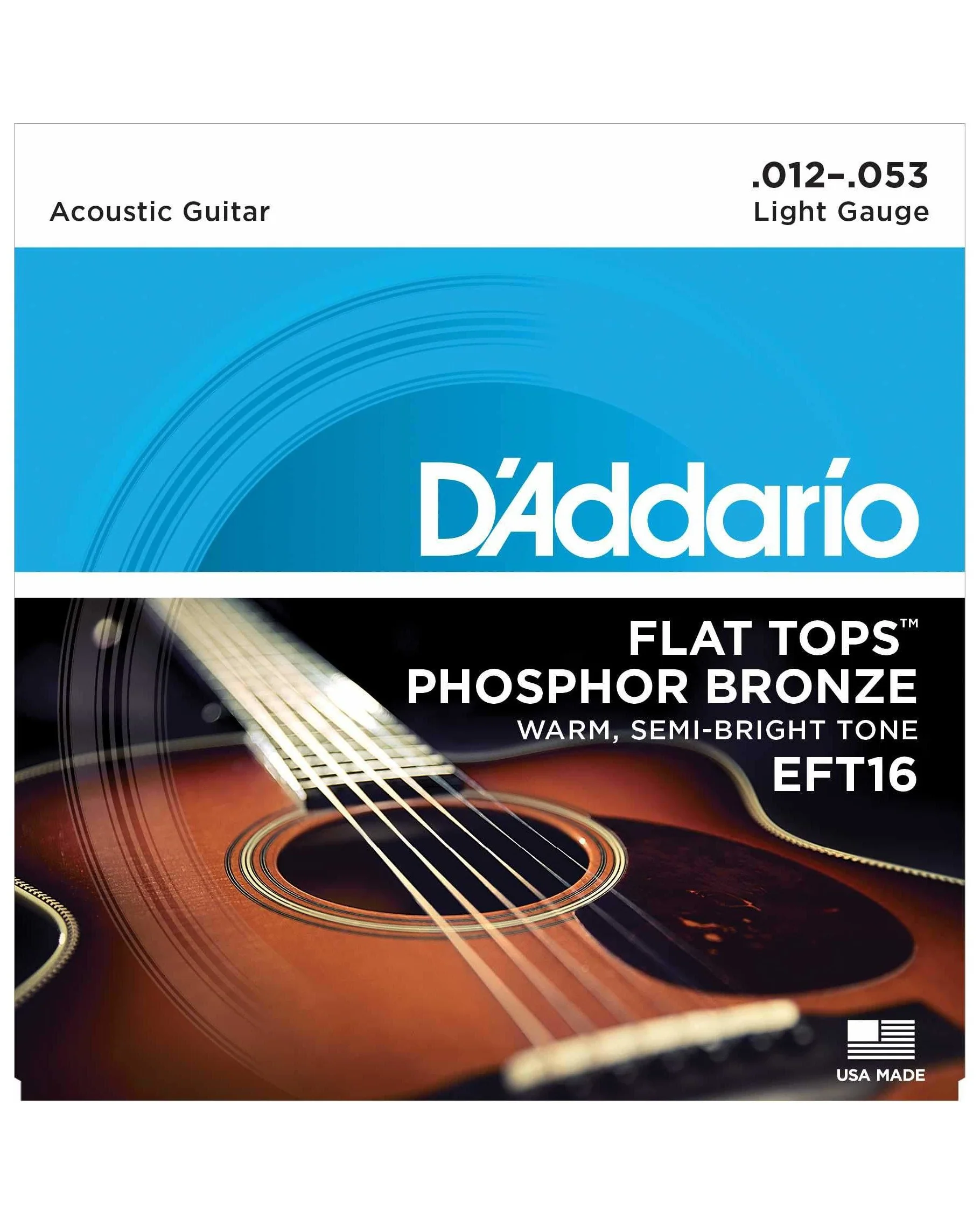 D'Addario EFT16 Flat Tops Phosphor Bronze Acoustic Guitar Strings, Light - Image 2