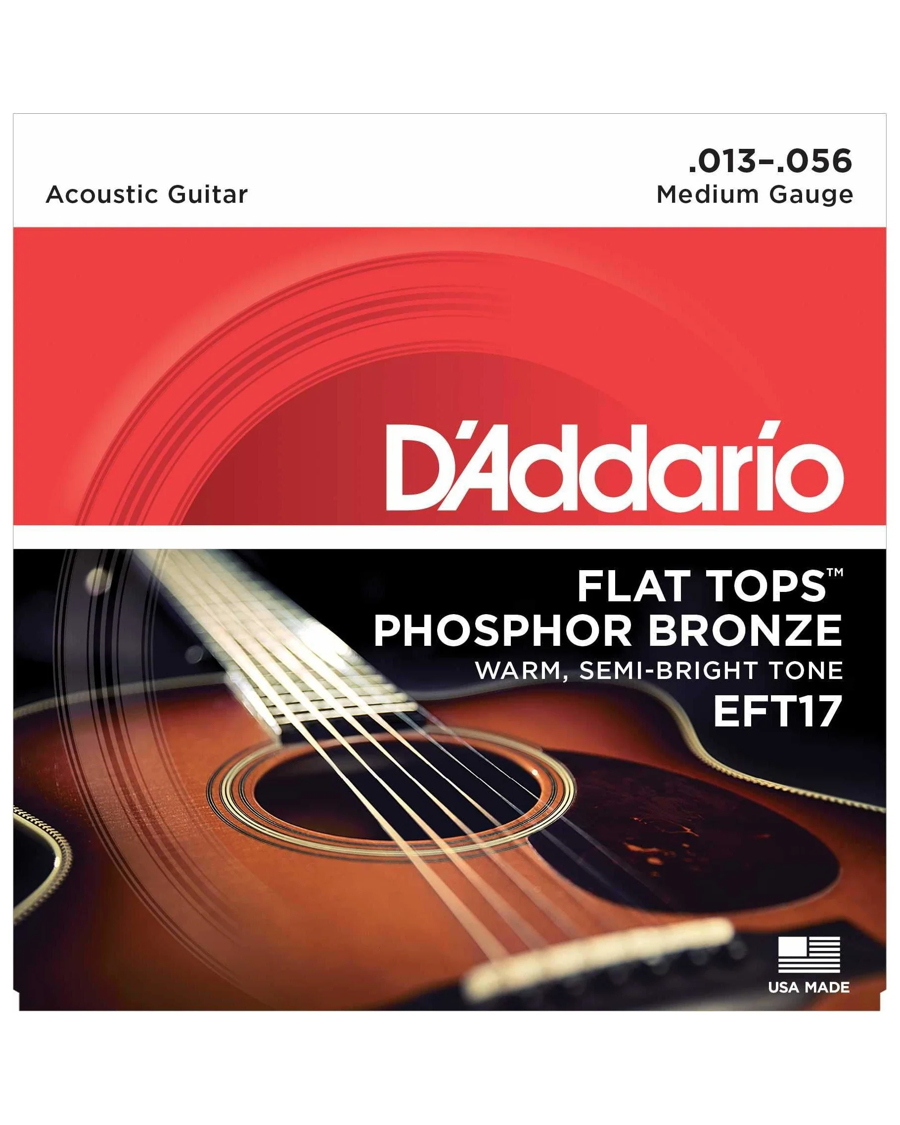 D'Addario EFT16 Flat Tops Phosphor Bronze Acoustic Guitar Strings, Medium - Image 2