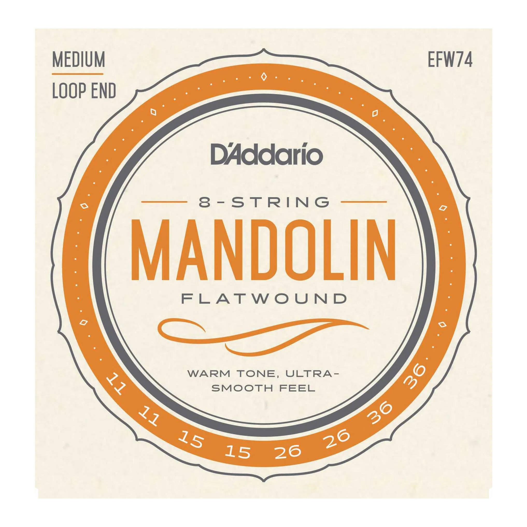 D'Addario EFW74 Stainless Steel Flatwound Mandolin Strings, Medium - Image 2