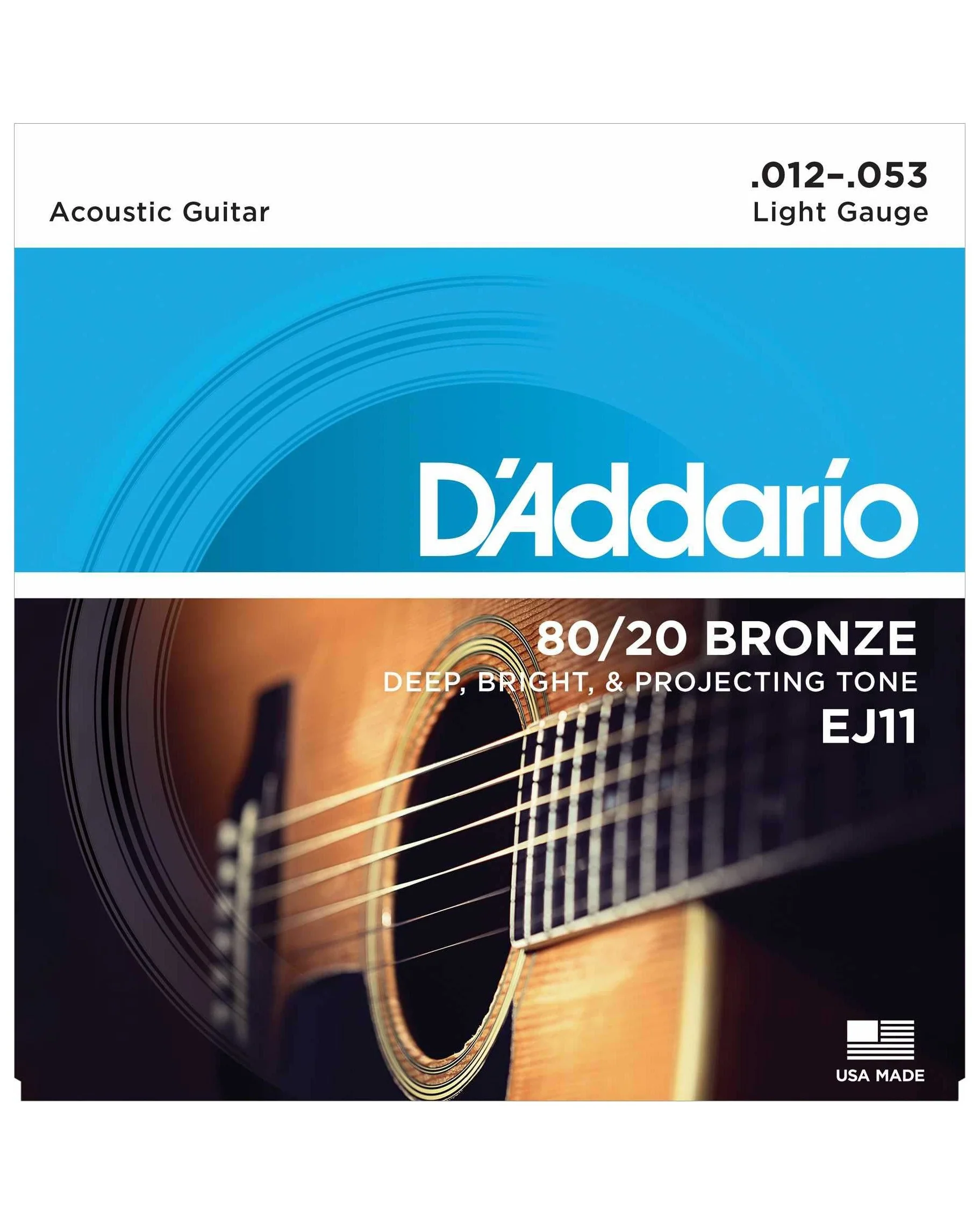 D'Addario EJ11 80/20 Bronze Acoustic Guitar Strings, Light - Image 2