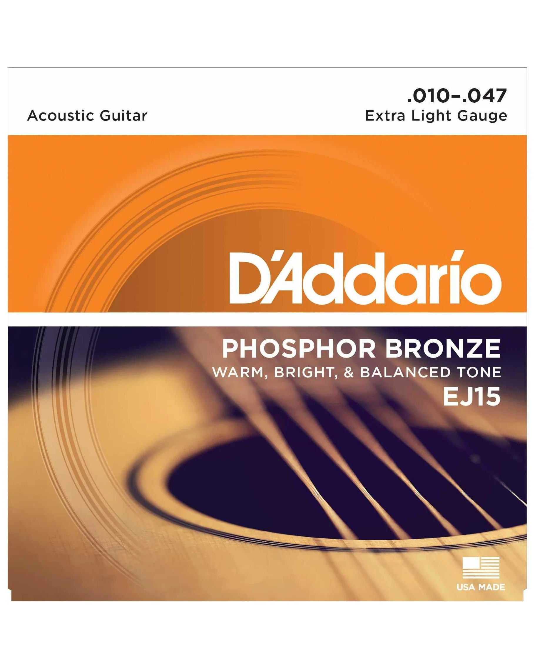 D'Addario EJ15 Phosphor Bronze Acoustic Guitar Strings, Extra Light - Image 2