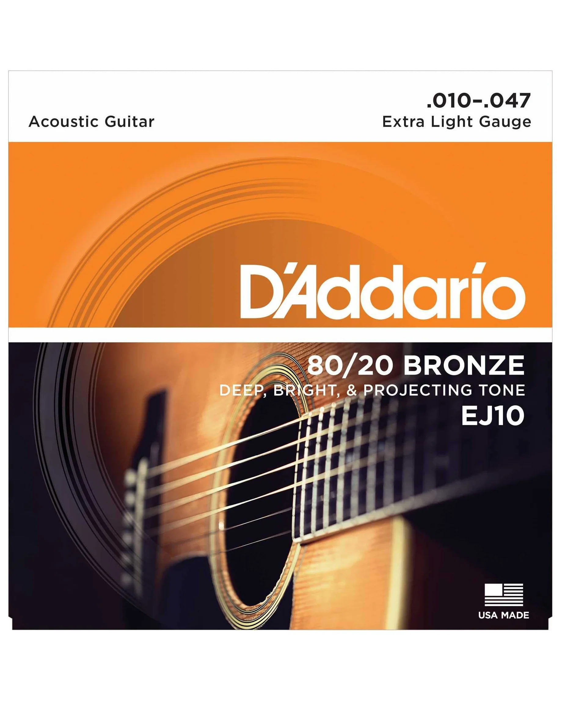 D'Addario EJ10 80/20 Bronze Acoustic Guitar Strings, Extra Light - Image 2