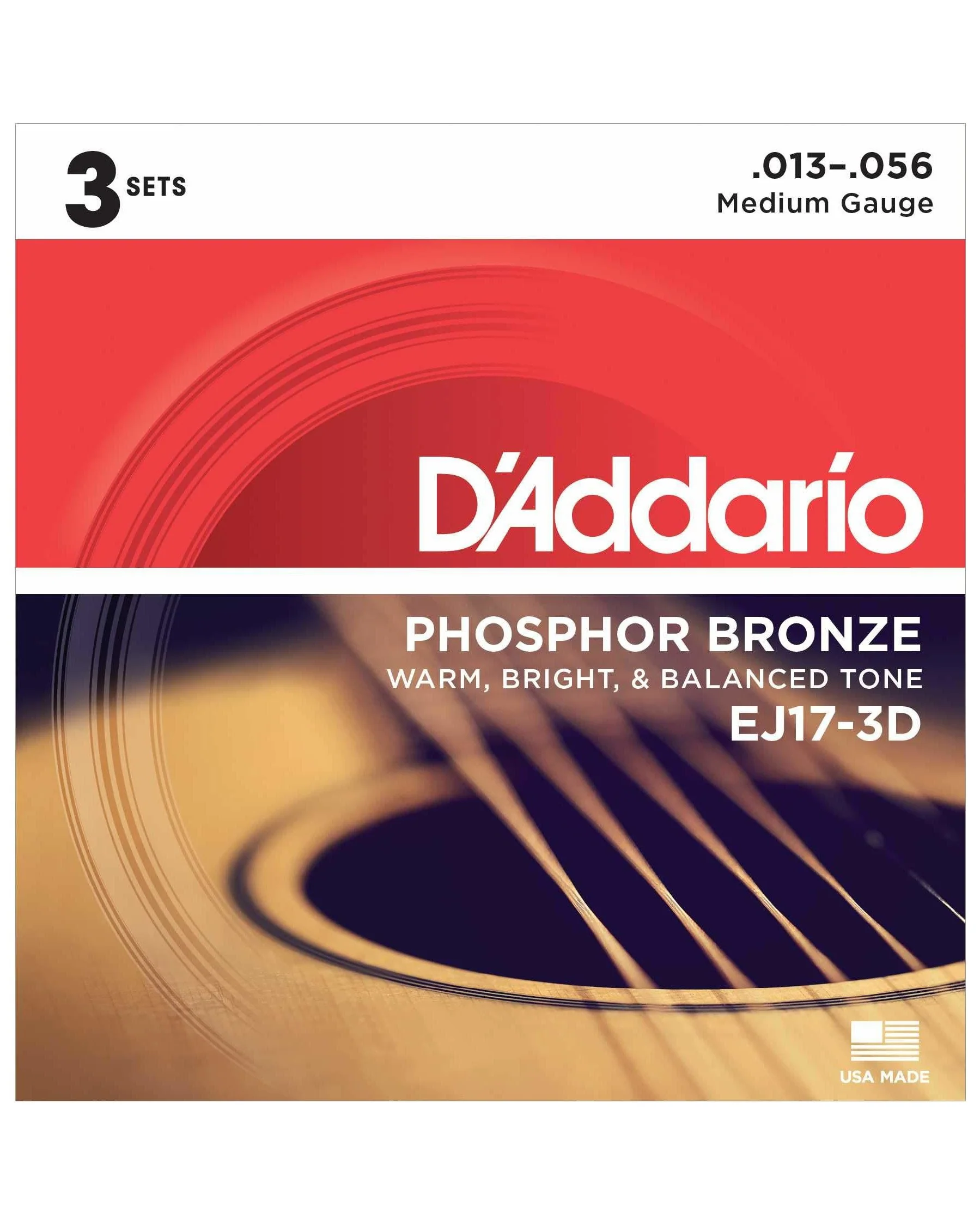 D'Addario EJ17 Phsophor Bronze Acoustic Guitar Strings, Medium (3-Pack) - Image 2