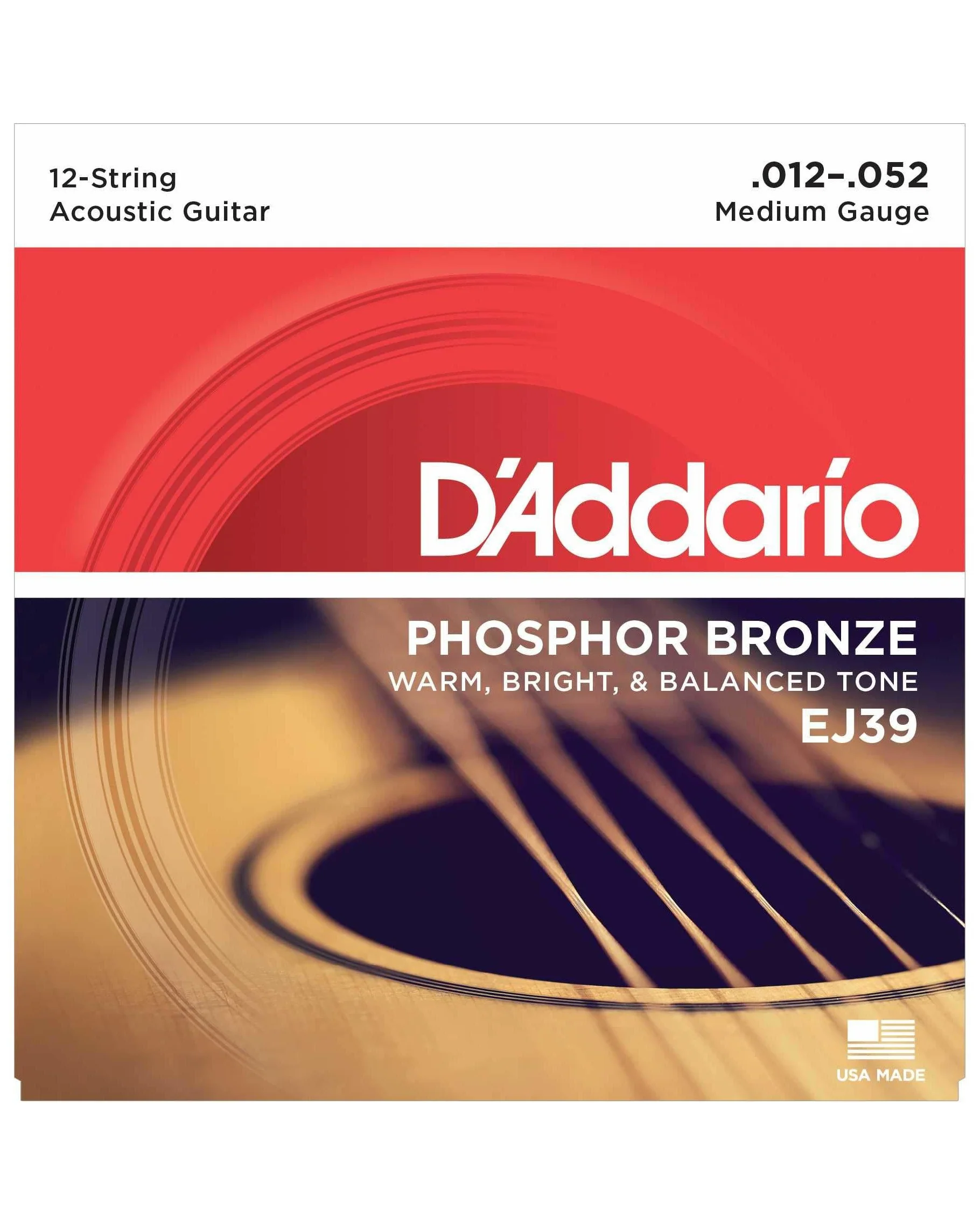 D'Addario EJ39 Phosphor Bronze 12-String Acoustic Guitar Strings, Medium - Image 2