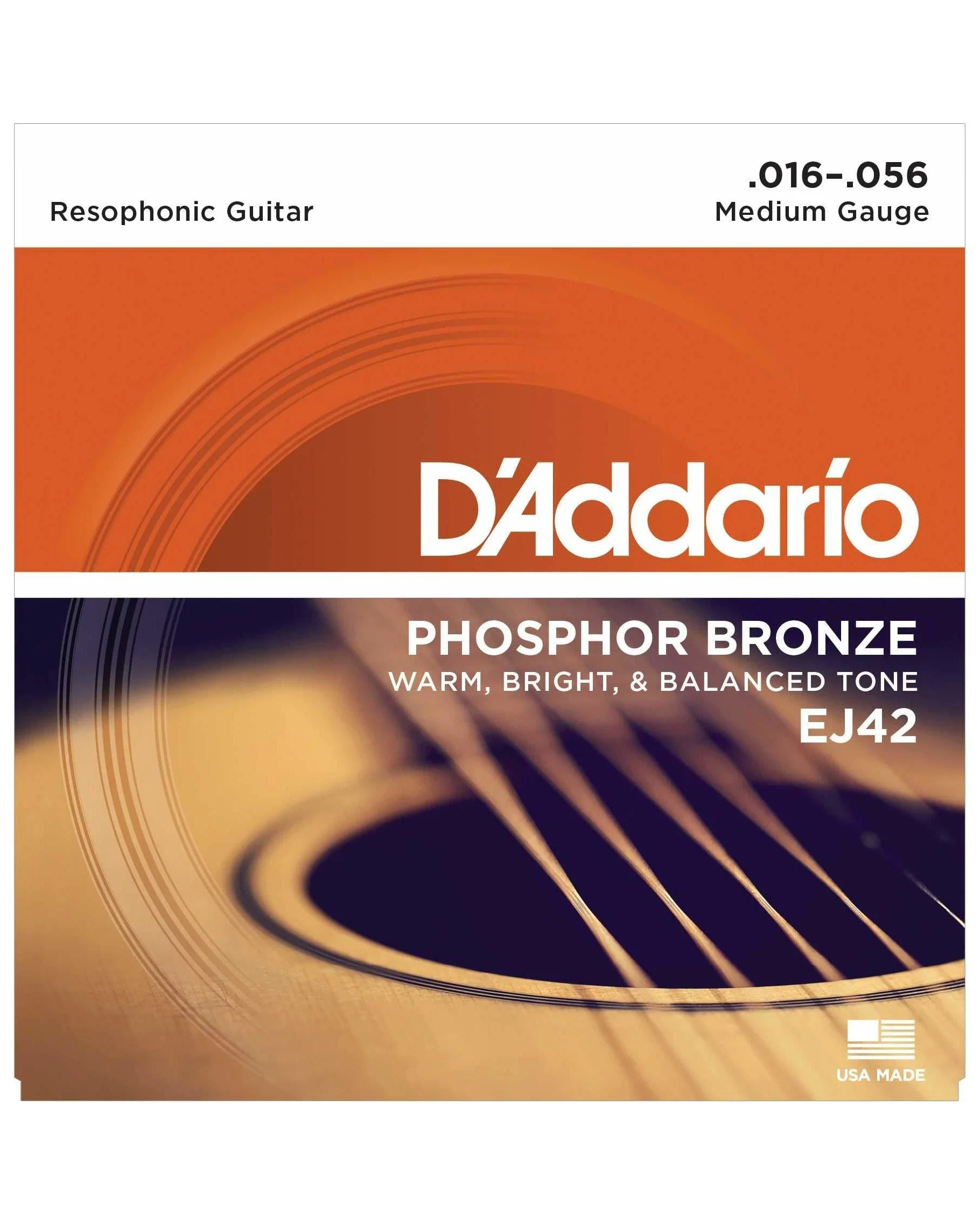 D'Addario EJ42 Phosphor Bronze Resophonic Guitar Strings, Medium