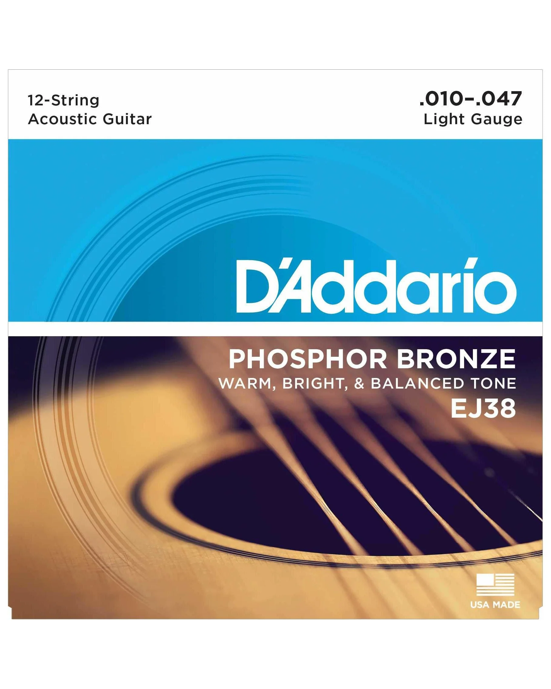 D'Addario EJ38 Phosphor Bronze 12-String Acoustic Guitar Strings, Light - Image 2