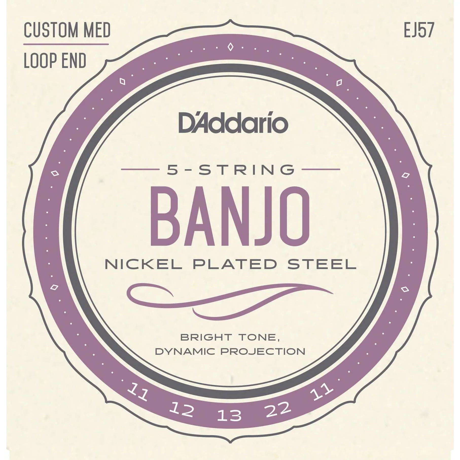 D'Addario EJ57 Nickel Plated Steel Banjo Strings, Custom Medium - Image 2