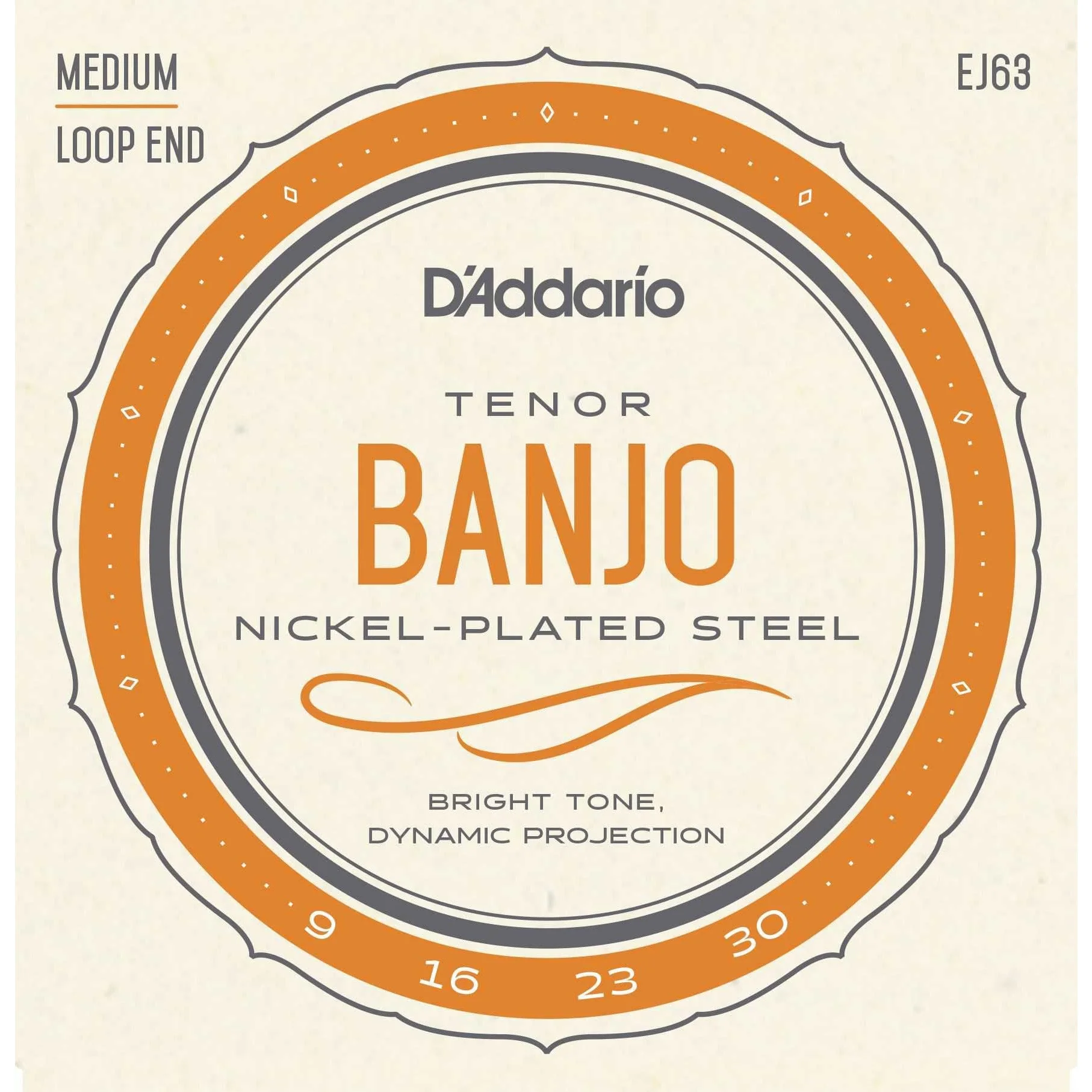 D'Addario EJ63 Nickel Plated Steel Tenor Banjo Strings, Medium