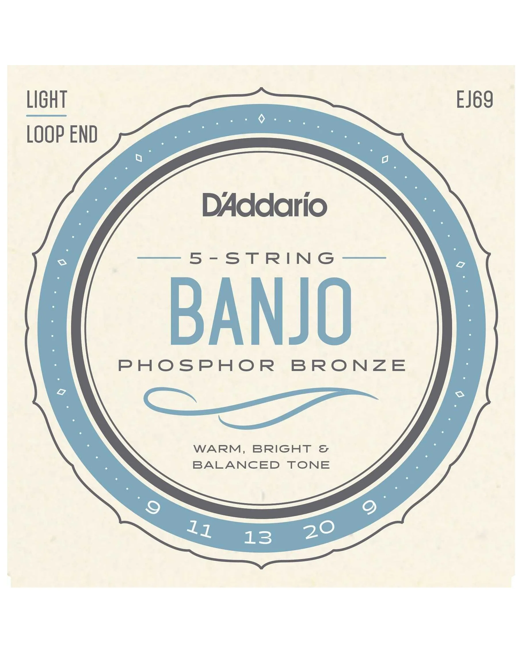 D'Addario EJ69 Phosphor Bronze Banjo Strings, Light - Image 2