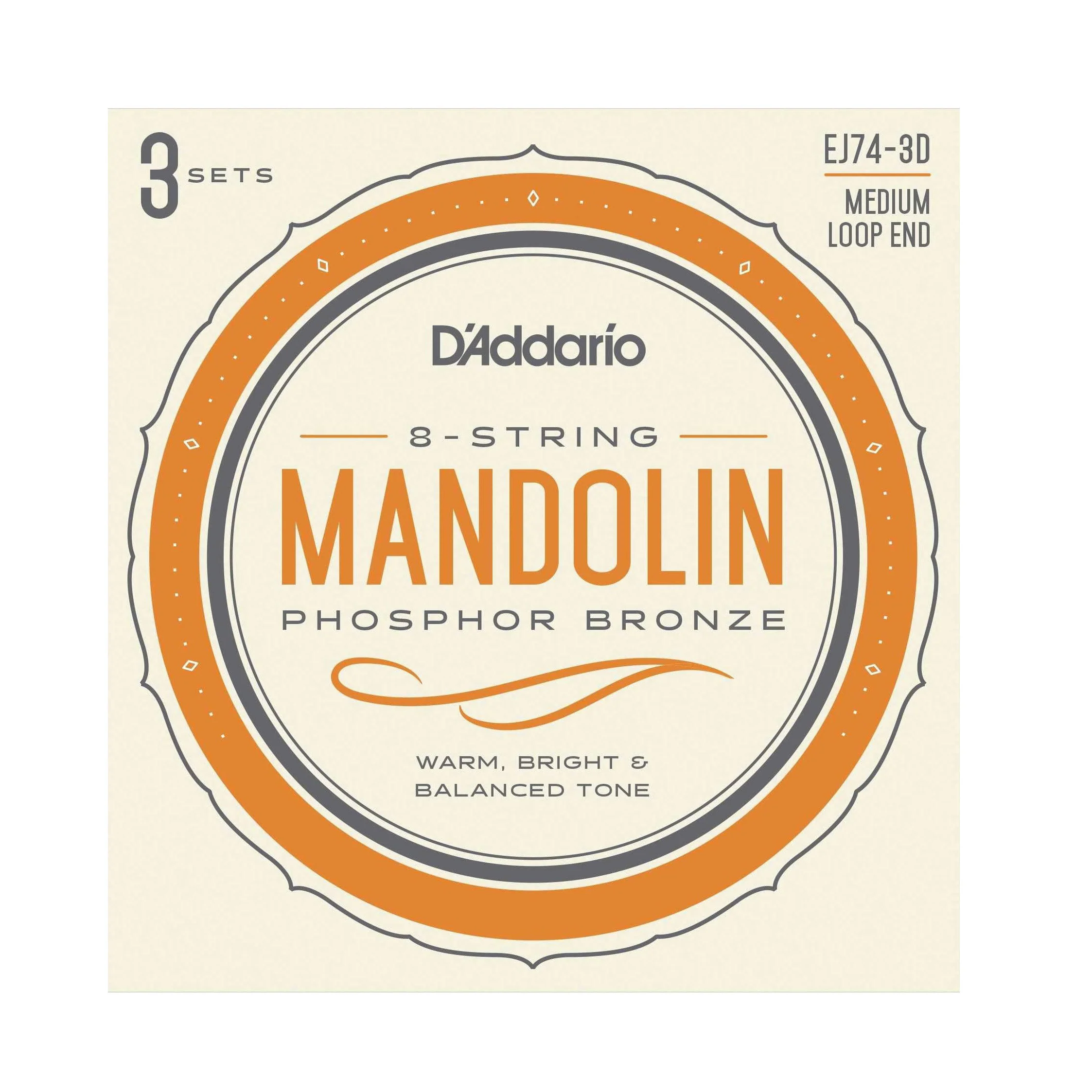D'Addario EJ74 Phosphor Bronze Mandolin Strings, Medium (3-Pack) - Image 2