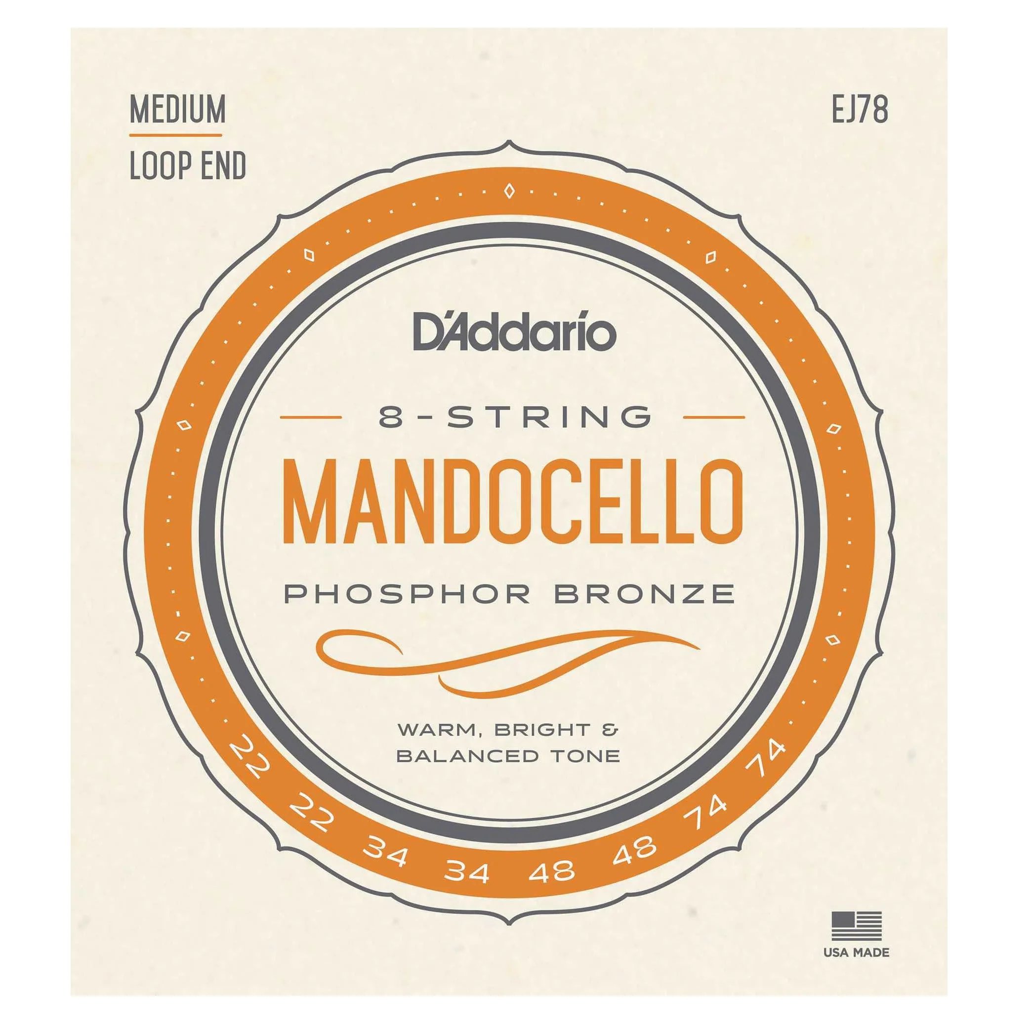D'Addario EJ78 Phosphor Bronze Mandocello Strings, Medium - Image 2