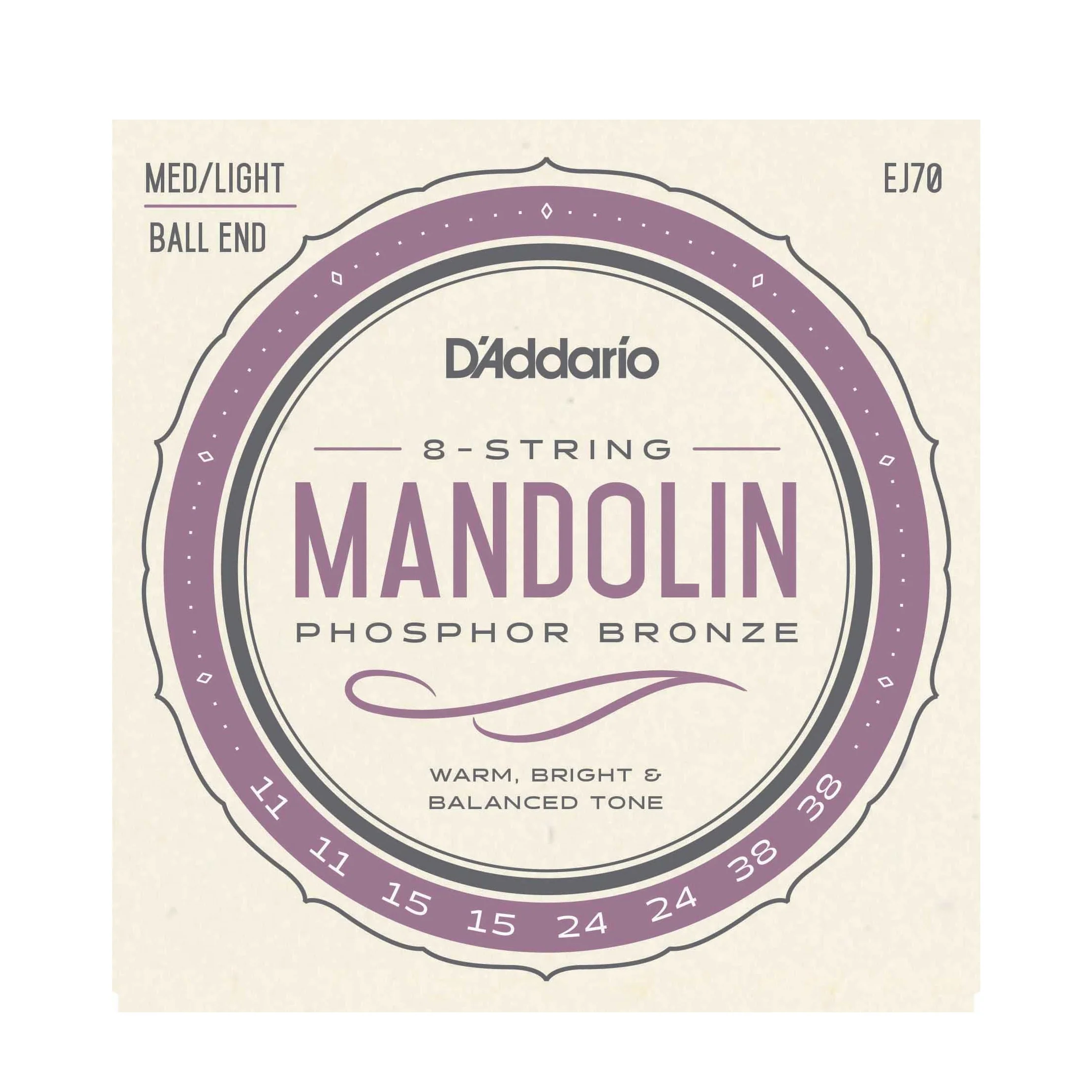 D'Addario EJ70 Phosphor Bronze Ball End Mandolin Strings, Medium/Light - Image 2