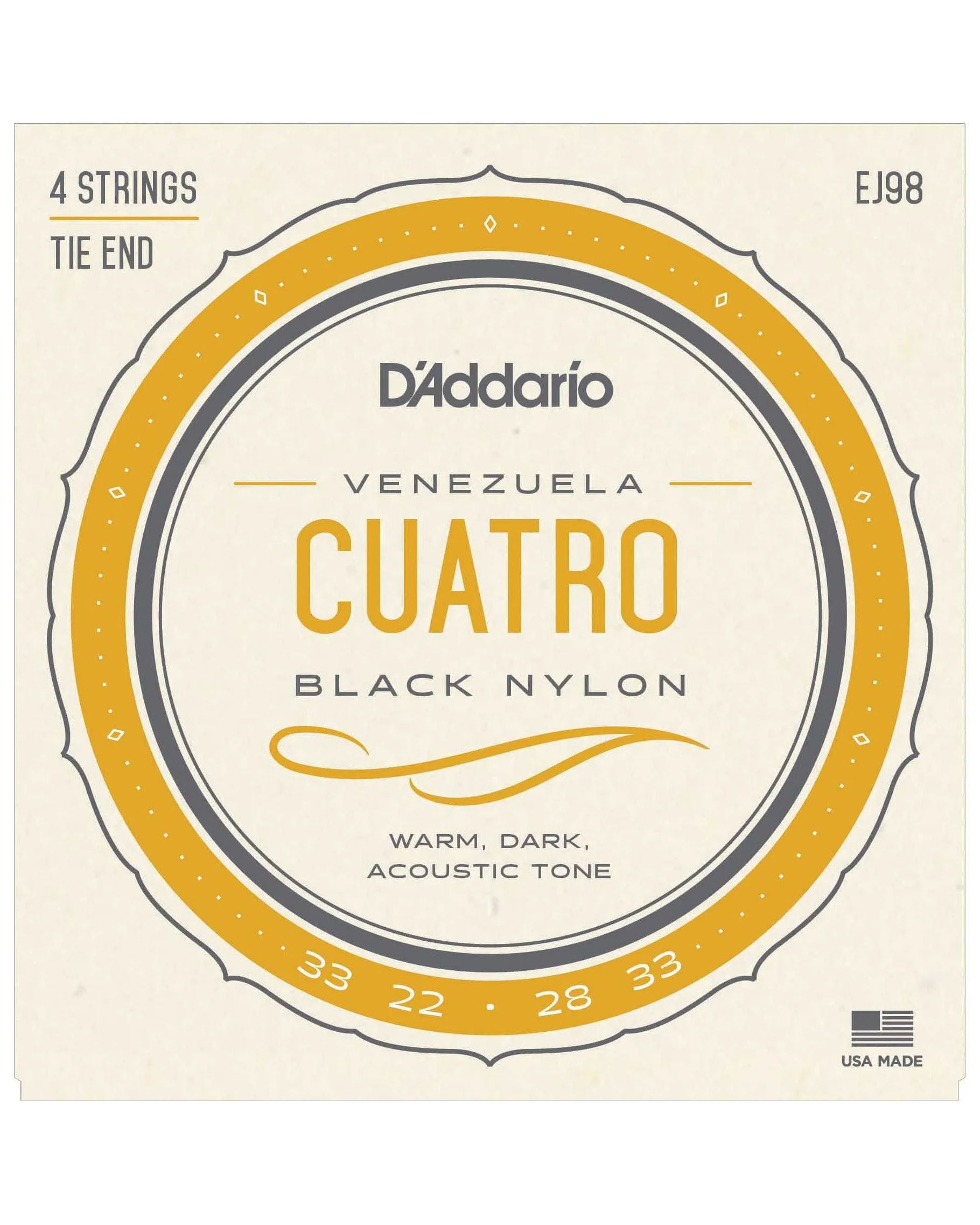 D'Addario EJ98 Black Nylon Venezuela Cuatro Strings - Image 2