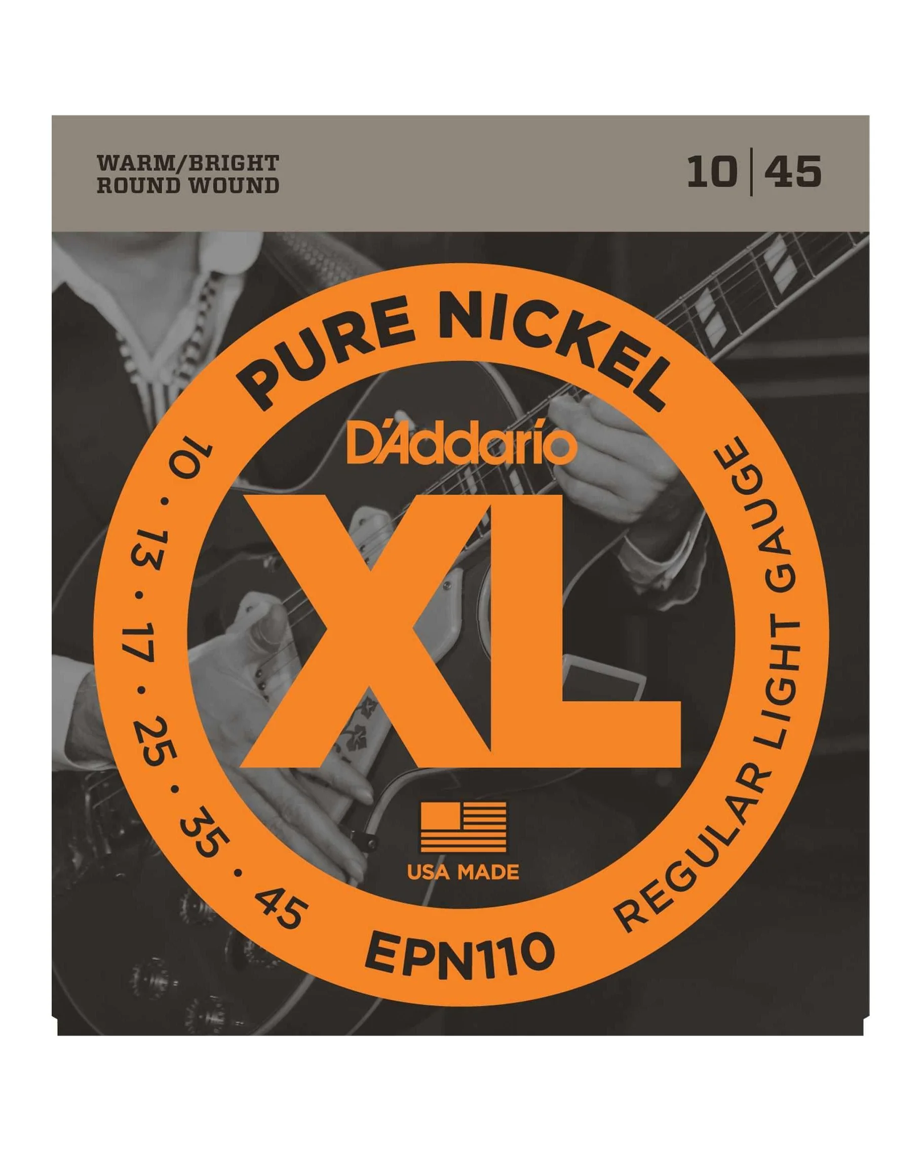 D'Addario EPN110 Pure Nickel Electric Guitar Strings, Light - Image 2