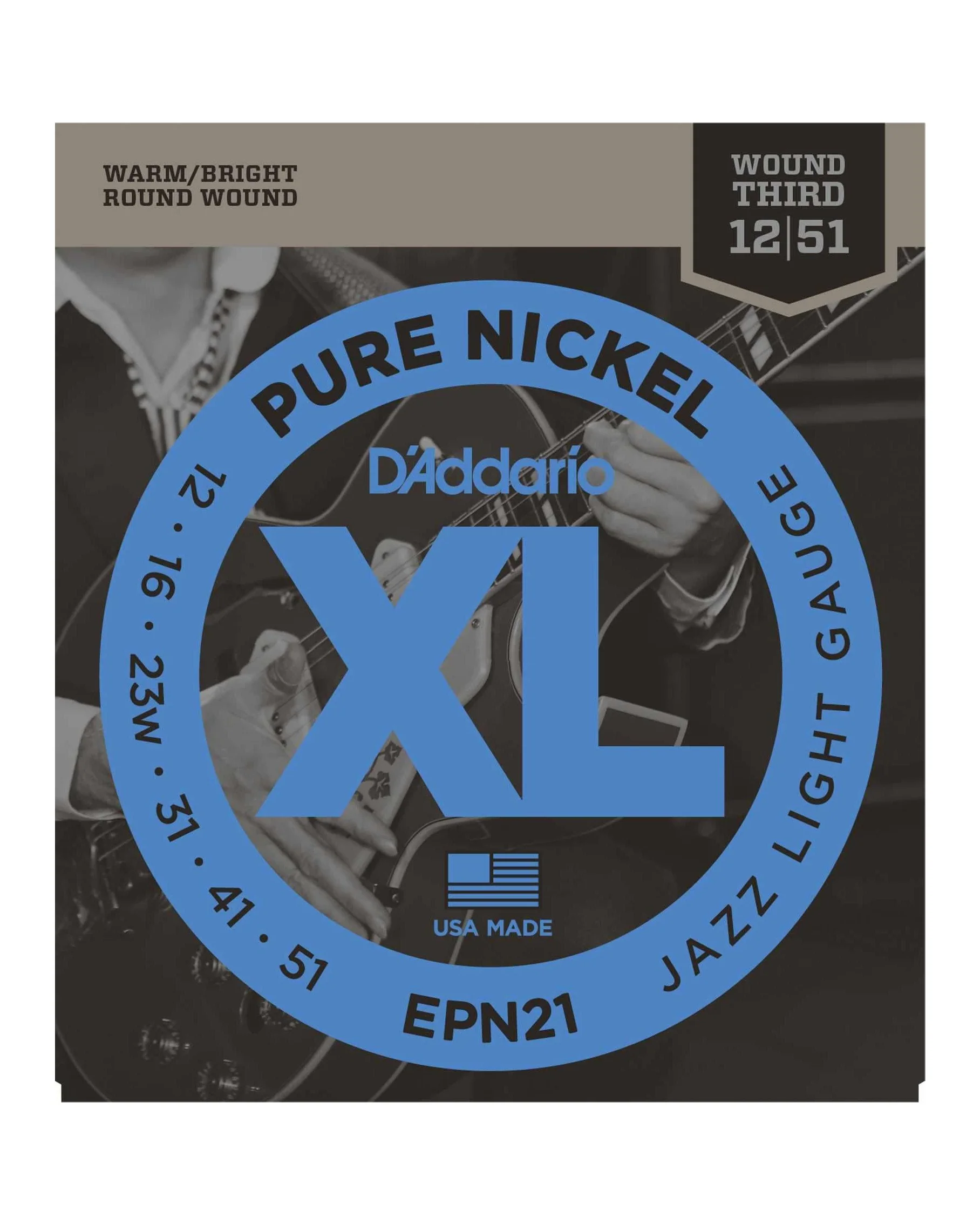 D'Addario EPN21 Pure Nickel Electric Guitar Strings, Jazz Light - Image 2
