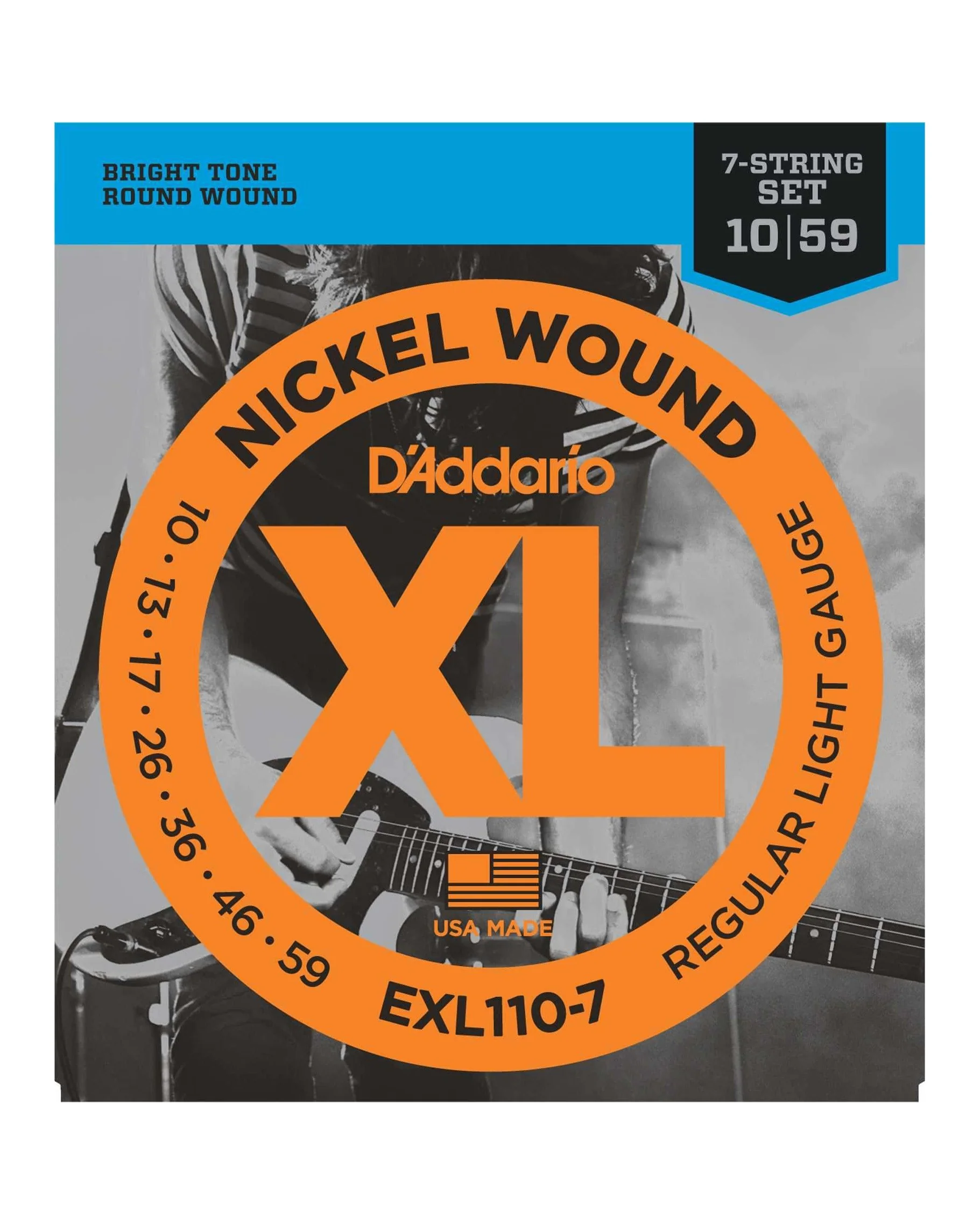 D'Addario EXL110-7 Nickel 7-String Electric Guitar Strings, Light - Image 2