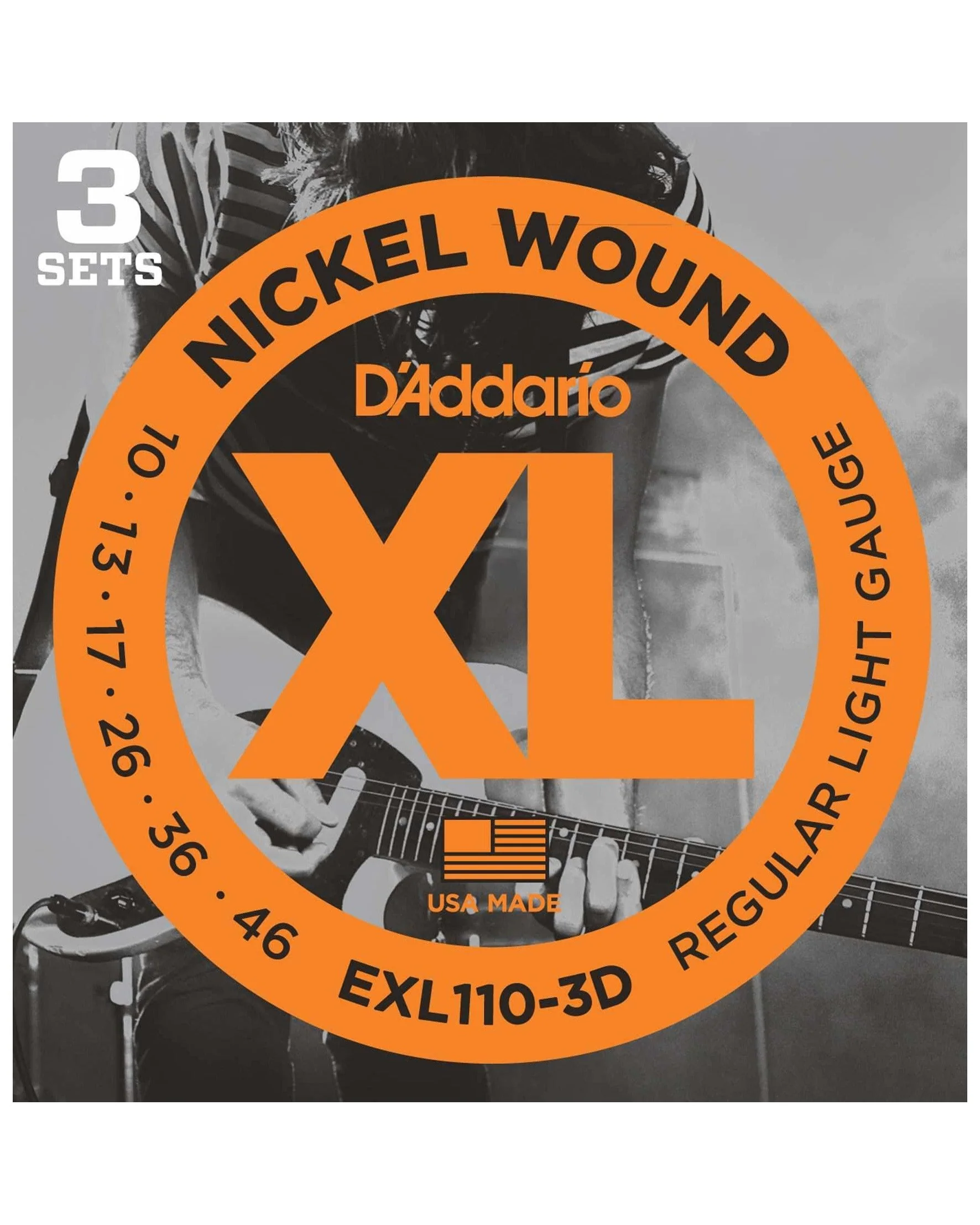 D'Addario EXL110 Nickel Electric Guitar Strings, Light (3-Pack)