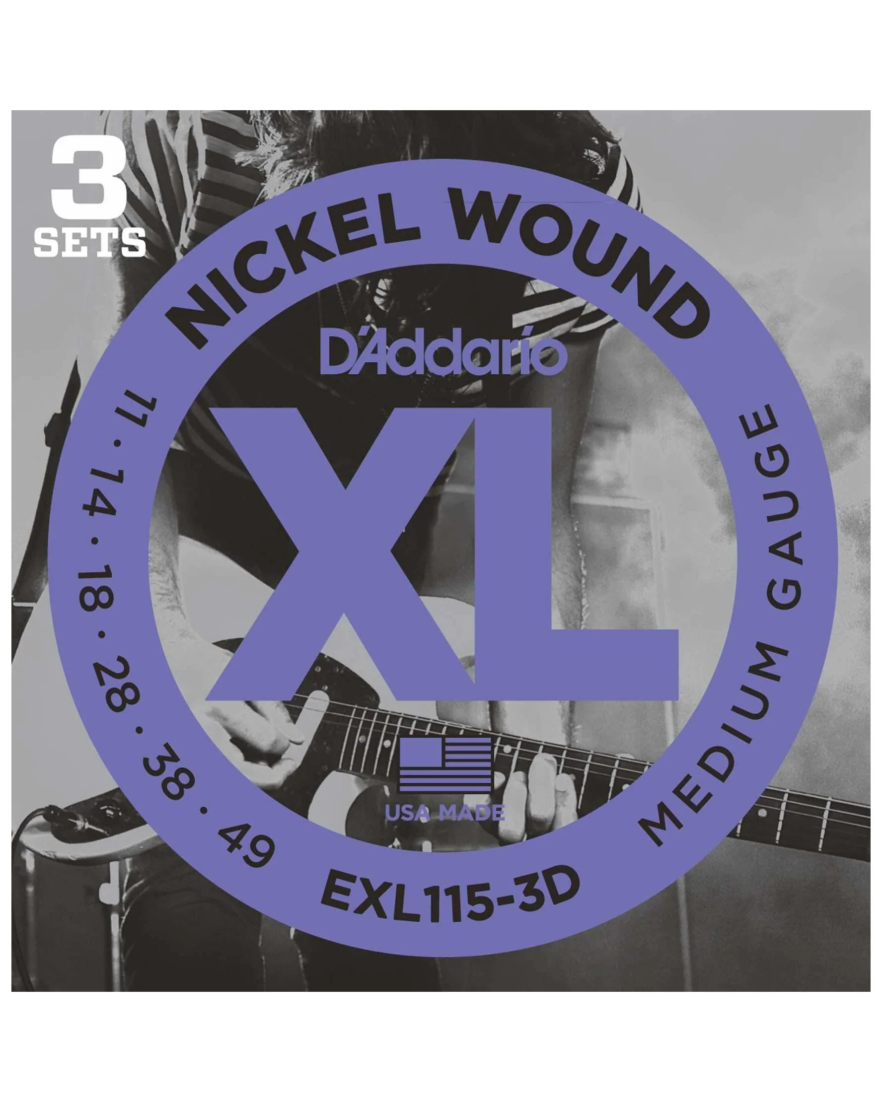 D'Addario EXL115 Nickel Electric Guitar Strings, Medium (3-Pack) - Image 2