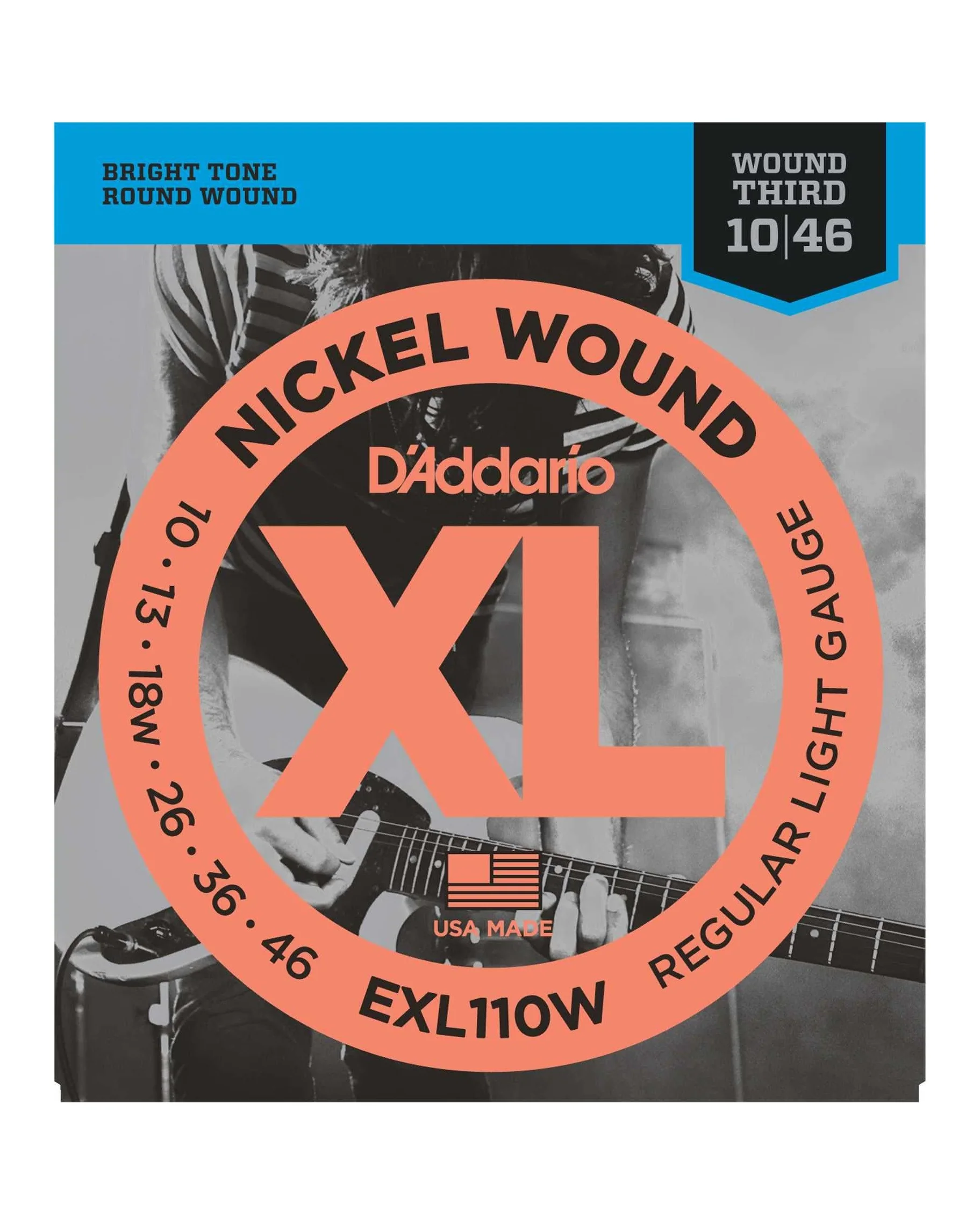 D'Addario EXL110W Nickel Wound 3rd Electric Guitar Strings, Light - Image 2