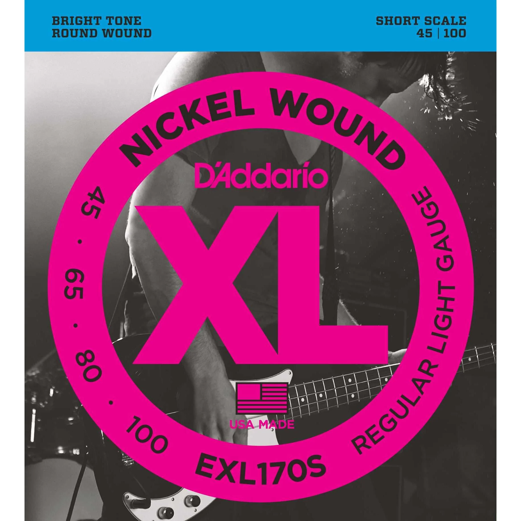 D'Addario EXL170S Nickel Short Scale Electric Bass Guitar Strings, Light - Image 2