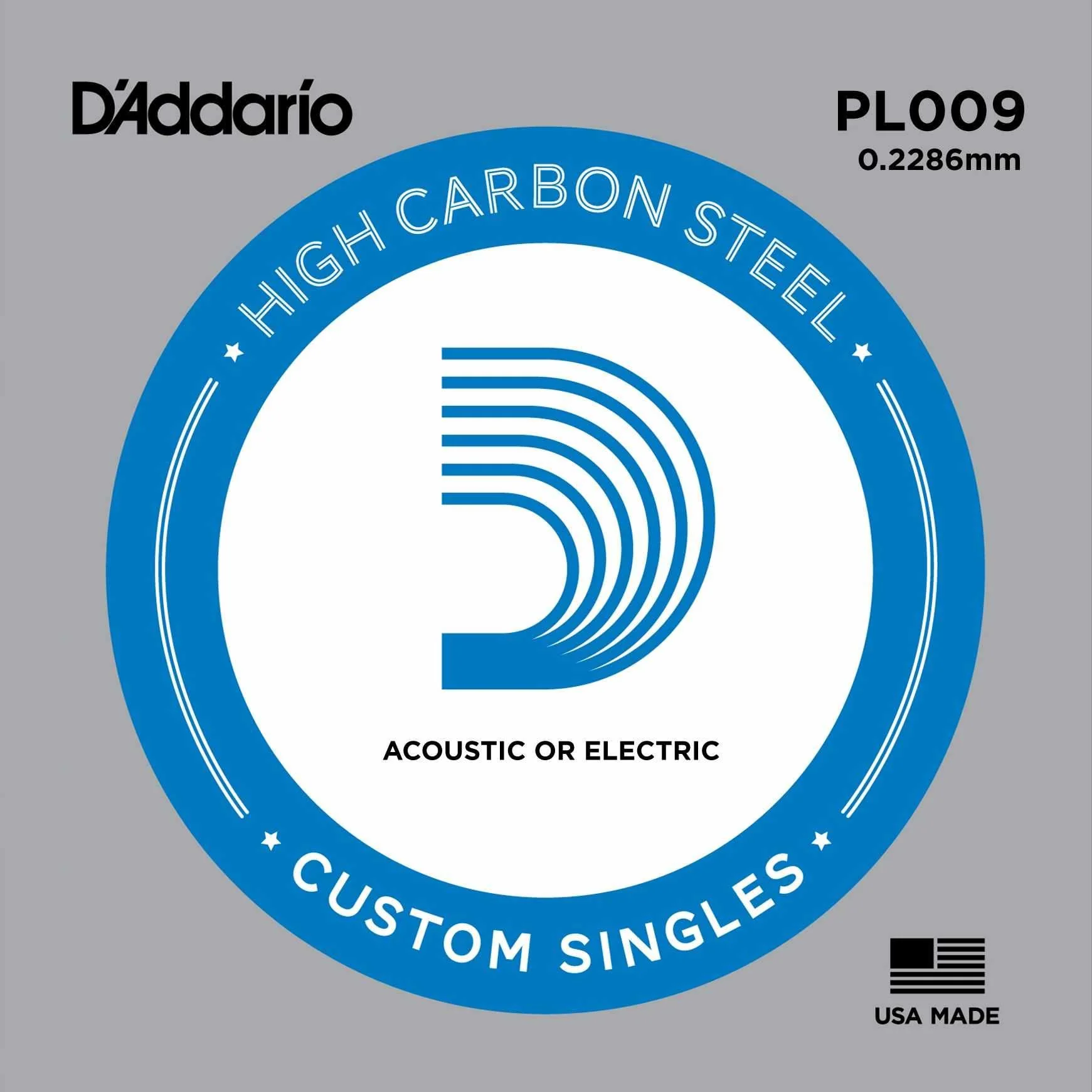 D'Addario PL009 Plain Steel Ball End Single String, .009 - Image 2