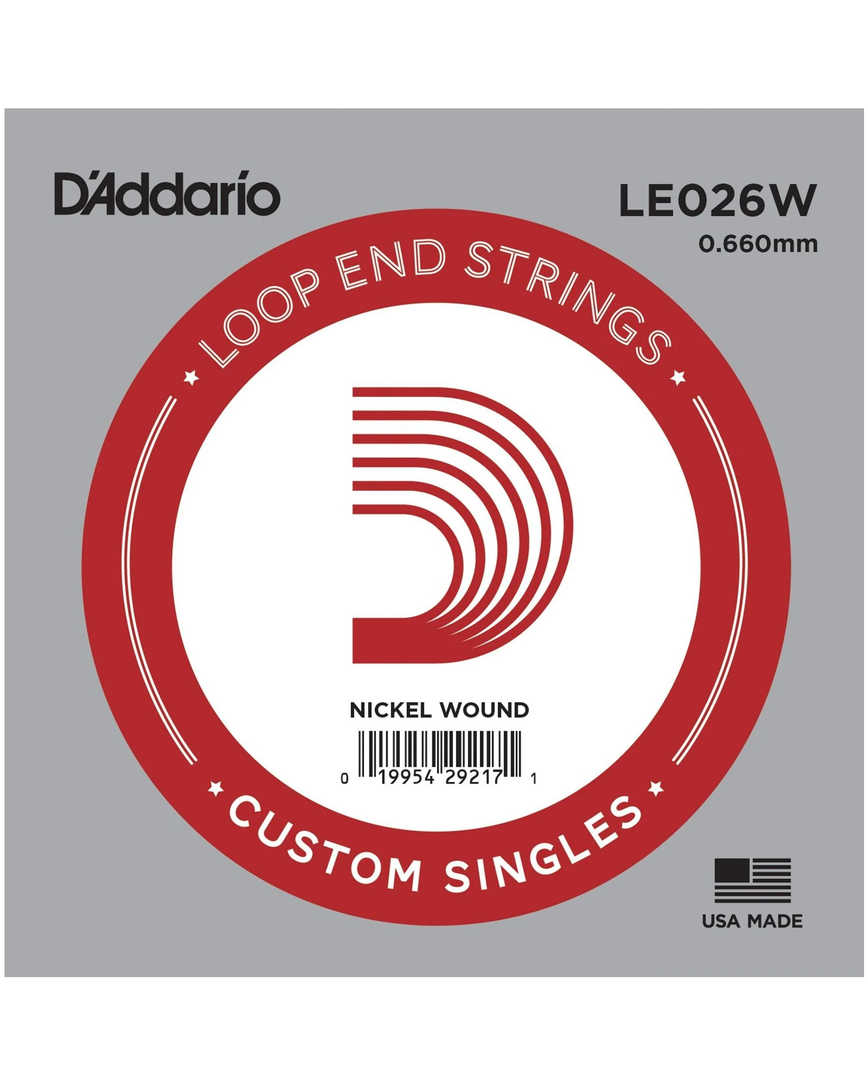 D'Addario LE026W Nickel Wound Loop End Single String, .026 - Image 2