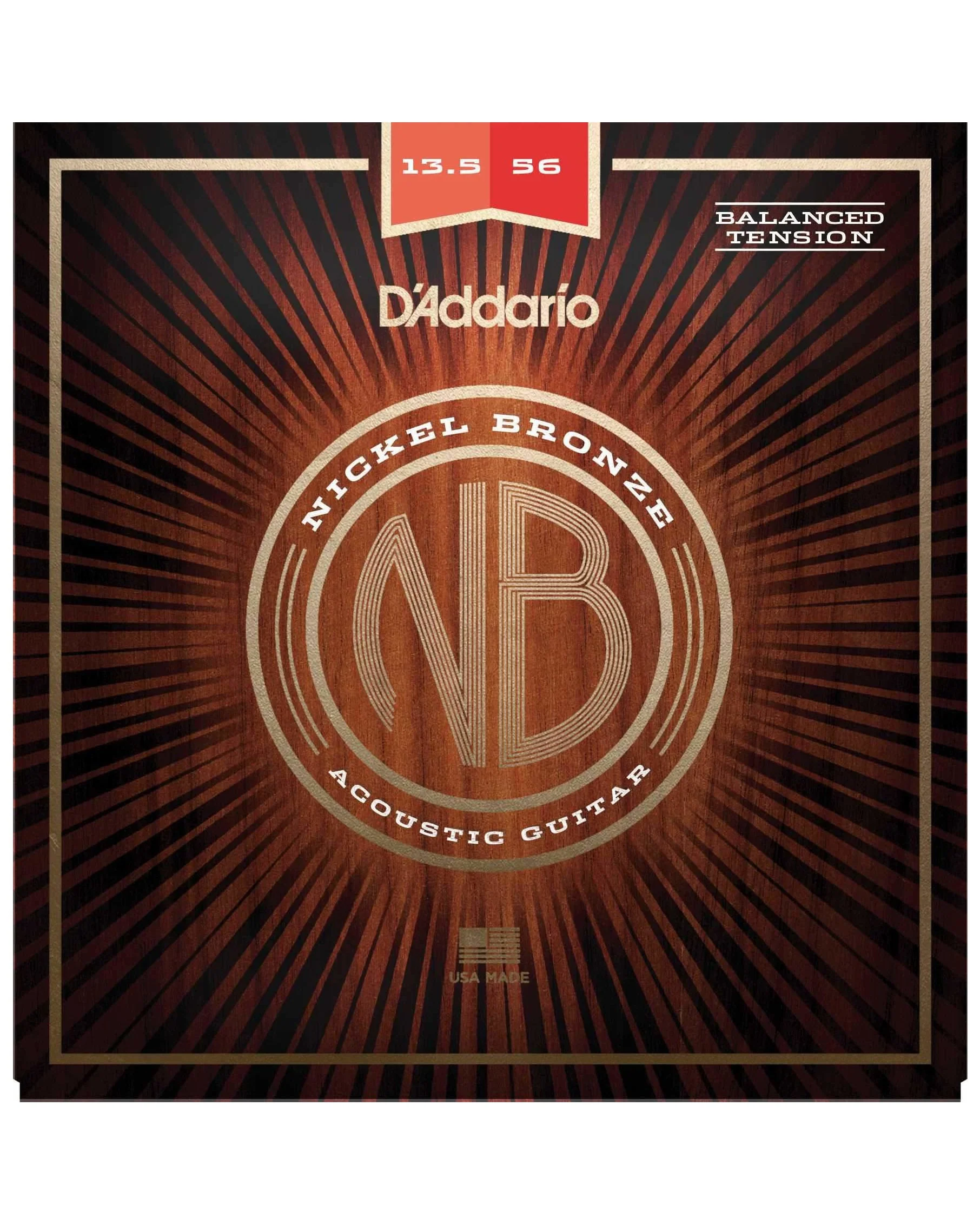 D'Addario NB13556BT Nickel Bronze Acoustic Guitar Strings, Balanced Tension Medium - Image 2