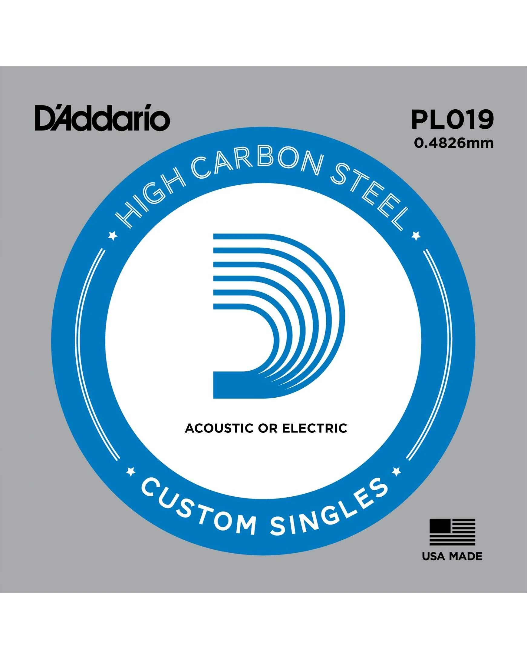 D'Addario PL019 Plain Steel Ball End Single String, .019 - Image 2