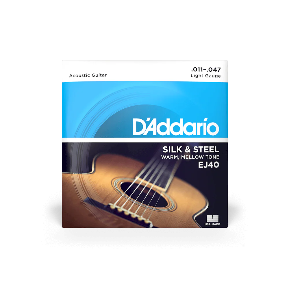 D'Addario EJ40 Silk & Steel Acoustic Guitar Strings, Light