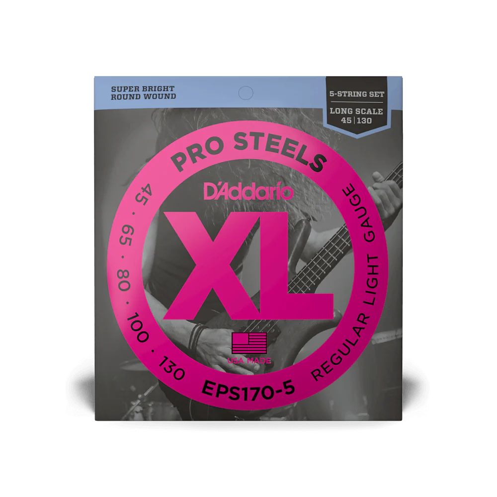 D'Addario EPS170-5 Steel Long Scale 5-String Electric Bass Guitar Strings, Light - Image 2