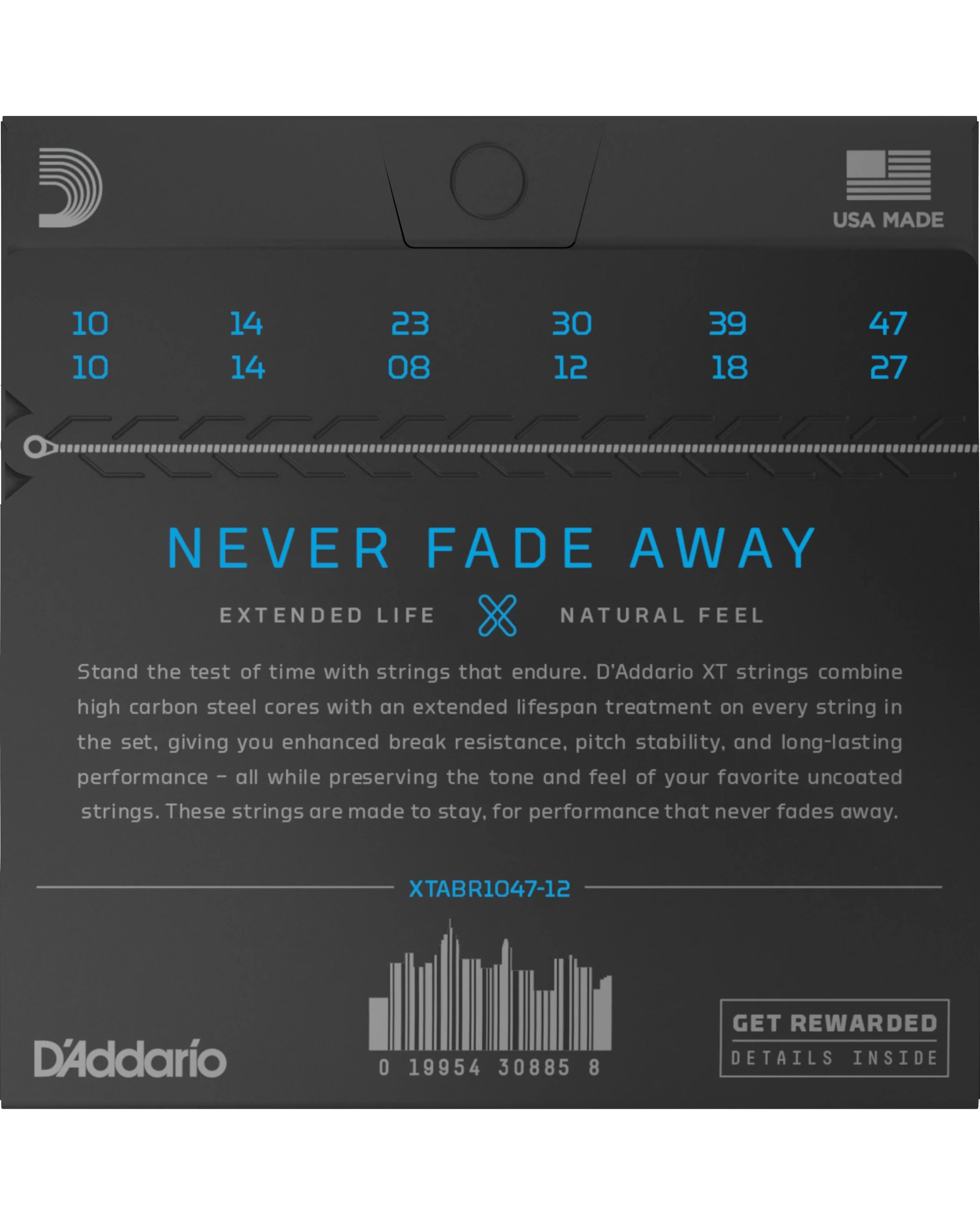 D'Addario XTABR1047-12 80/20 Bronze Coated 12-String Acoustic Guitar Strings, Light - Image 3