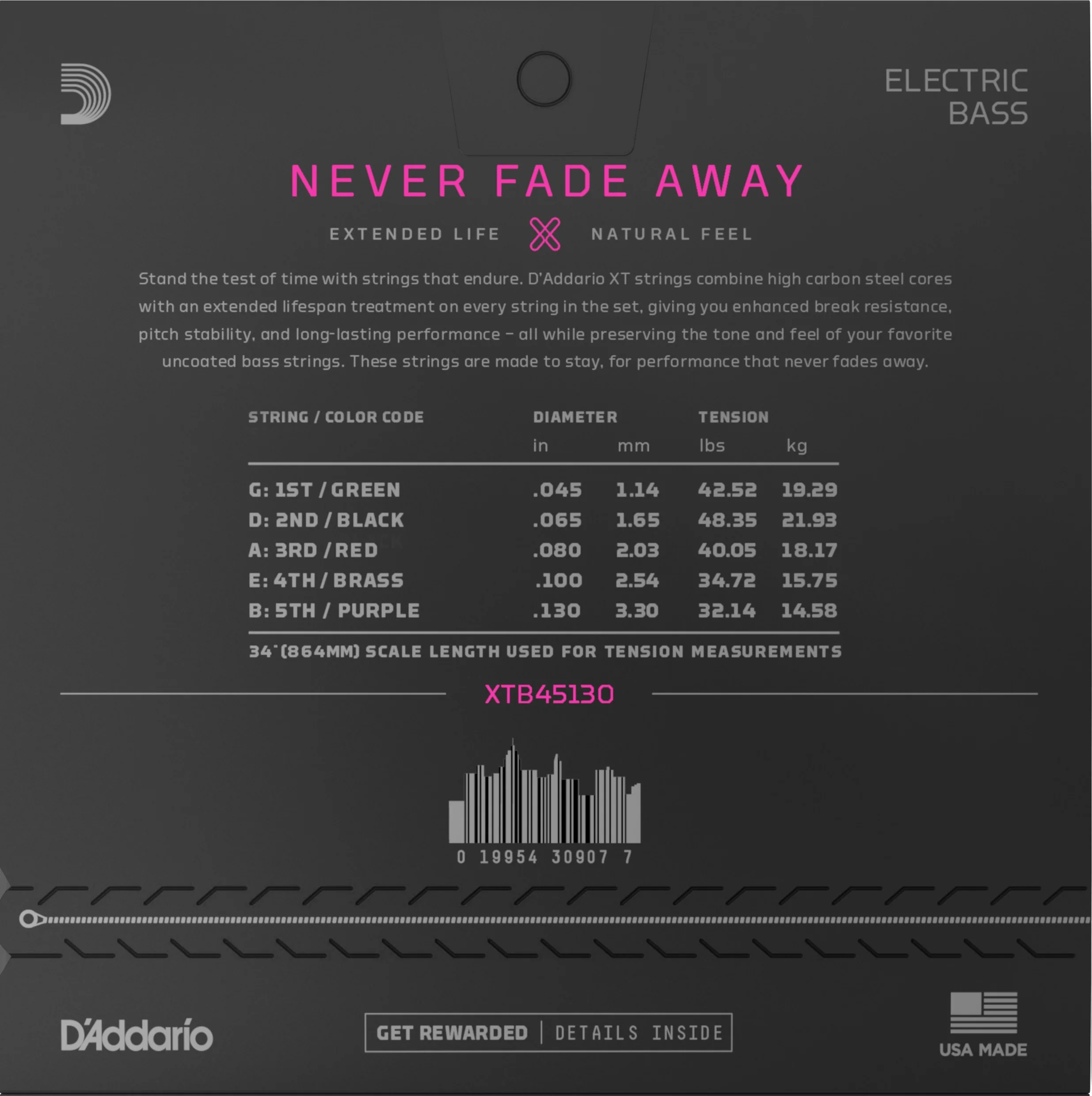 D'Addario XTB45130 Nickel Coated Long Scale 5-String Electric Bass Guitar Strings, Light - Image 3