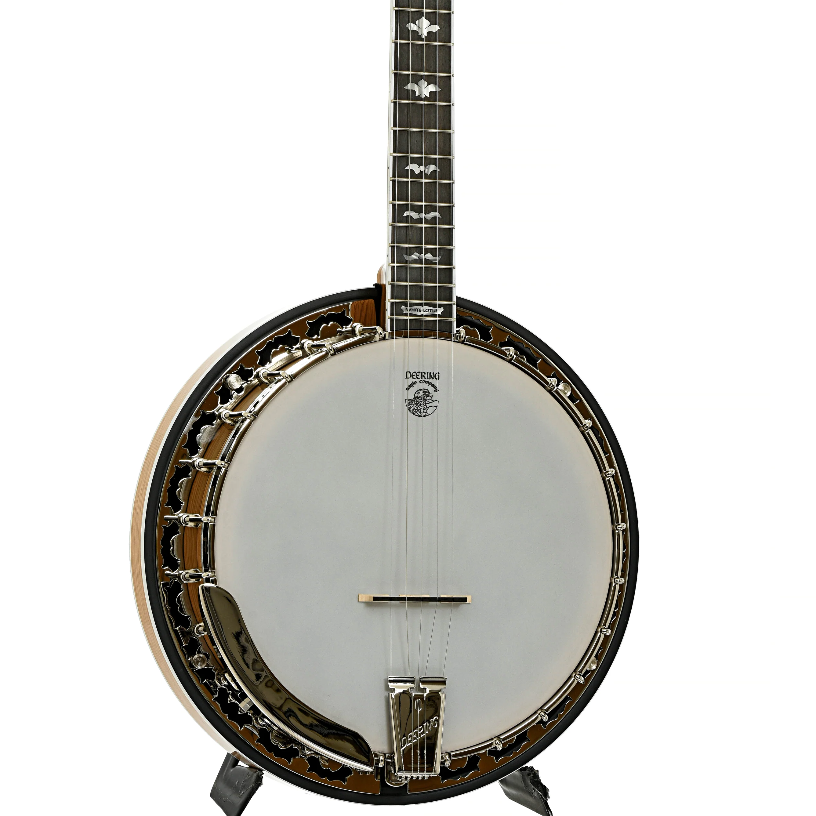Deering White Lotus Resonator Banjo & Case - Image 2