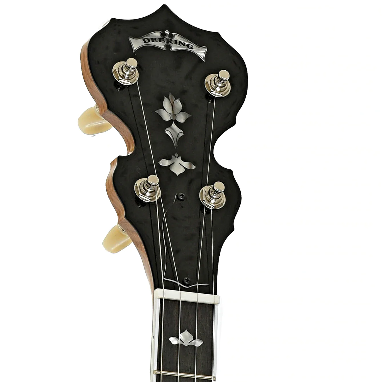 Deering White Lotus Resonator Banjo & Case - Image 8