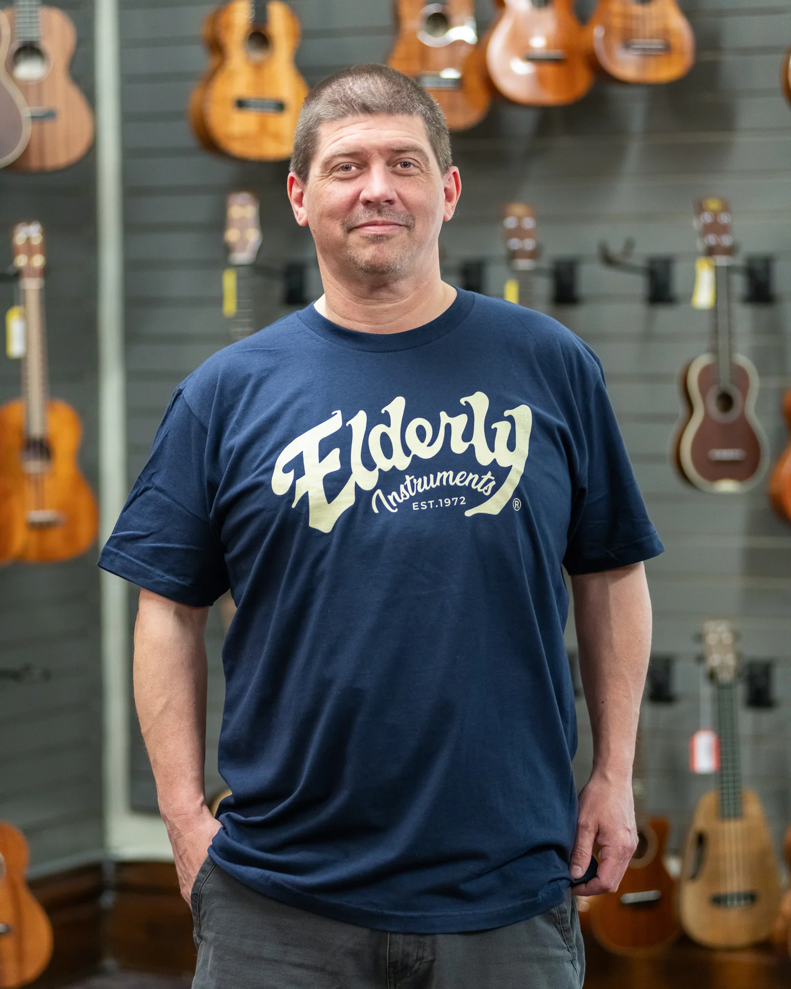 Elderly Instruments 2-Sided T-Shirt, Navy (Various Sizes) - Image 2