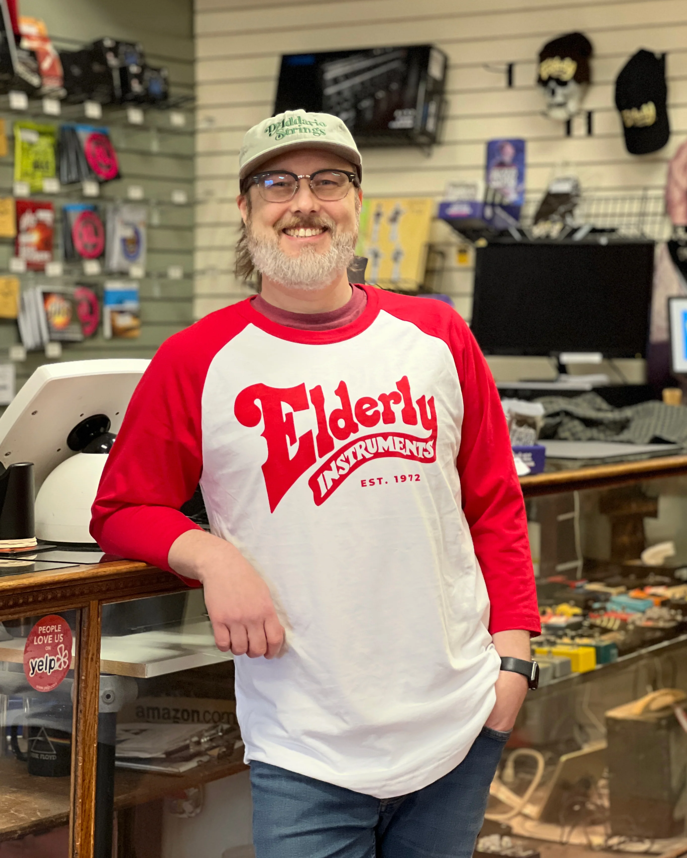 Elderly Instruments Baseball T-Shirt, Red (Various Sizes) - Image 2