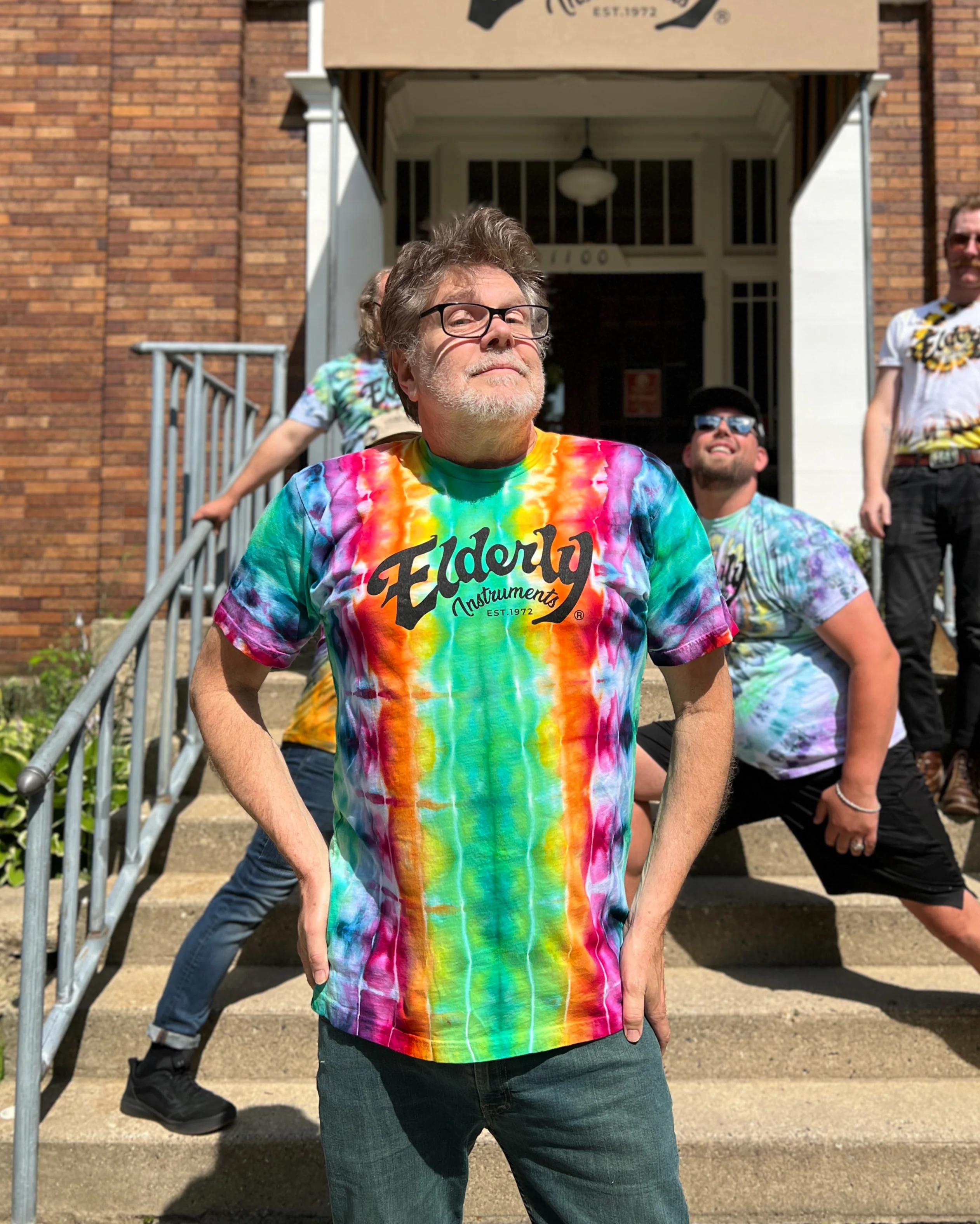 Elderly Instruments Tie-Dyed T-Shirt, Rainbow Scrunch Pattern (Various Sizes) - Image 2