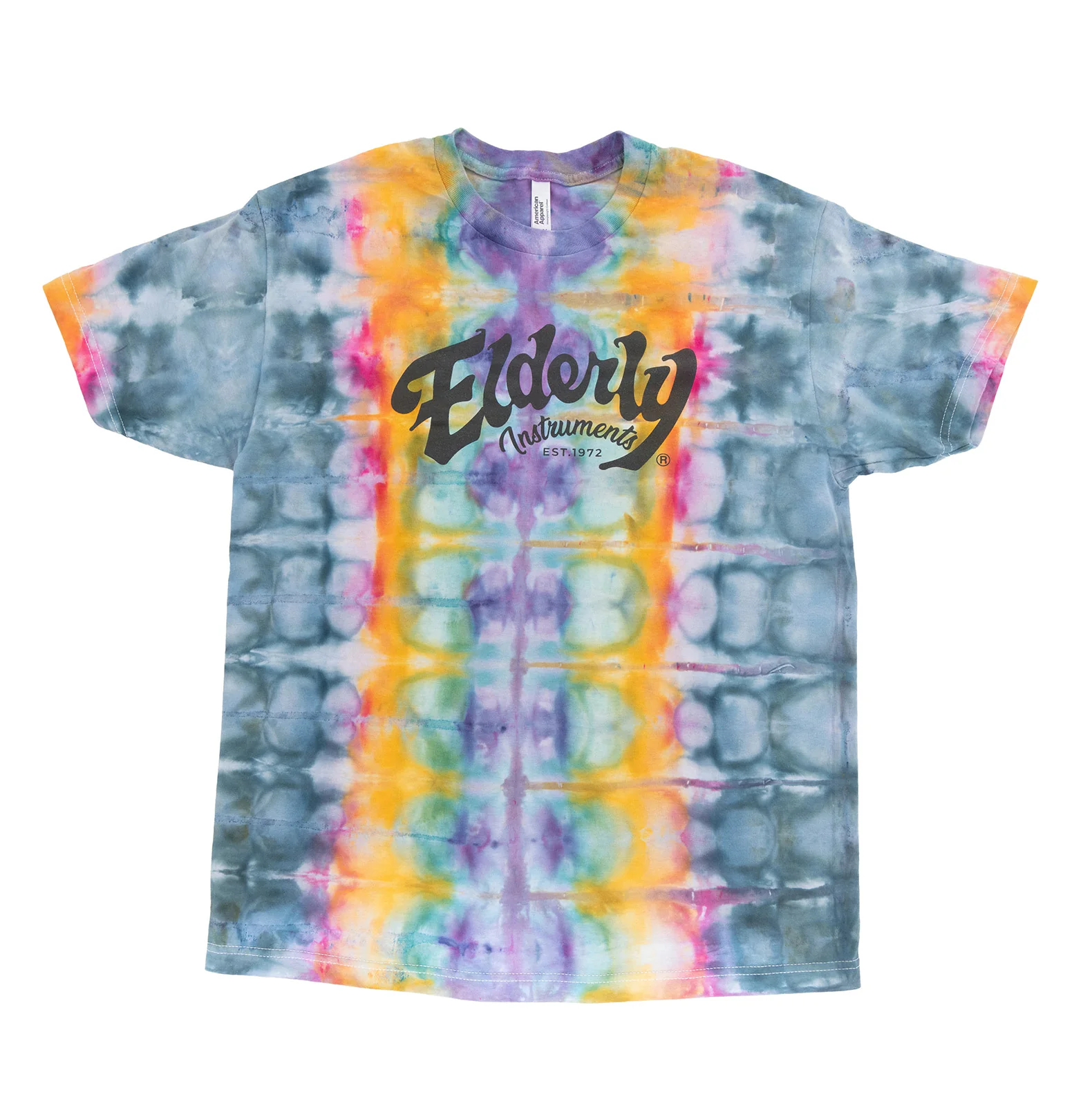 Elderly Instruments Tie-Dyed T-Shirt, Rainbow Scrunch Pattern (Various Sizes) - Image 3