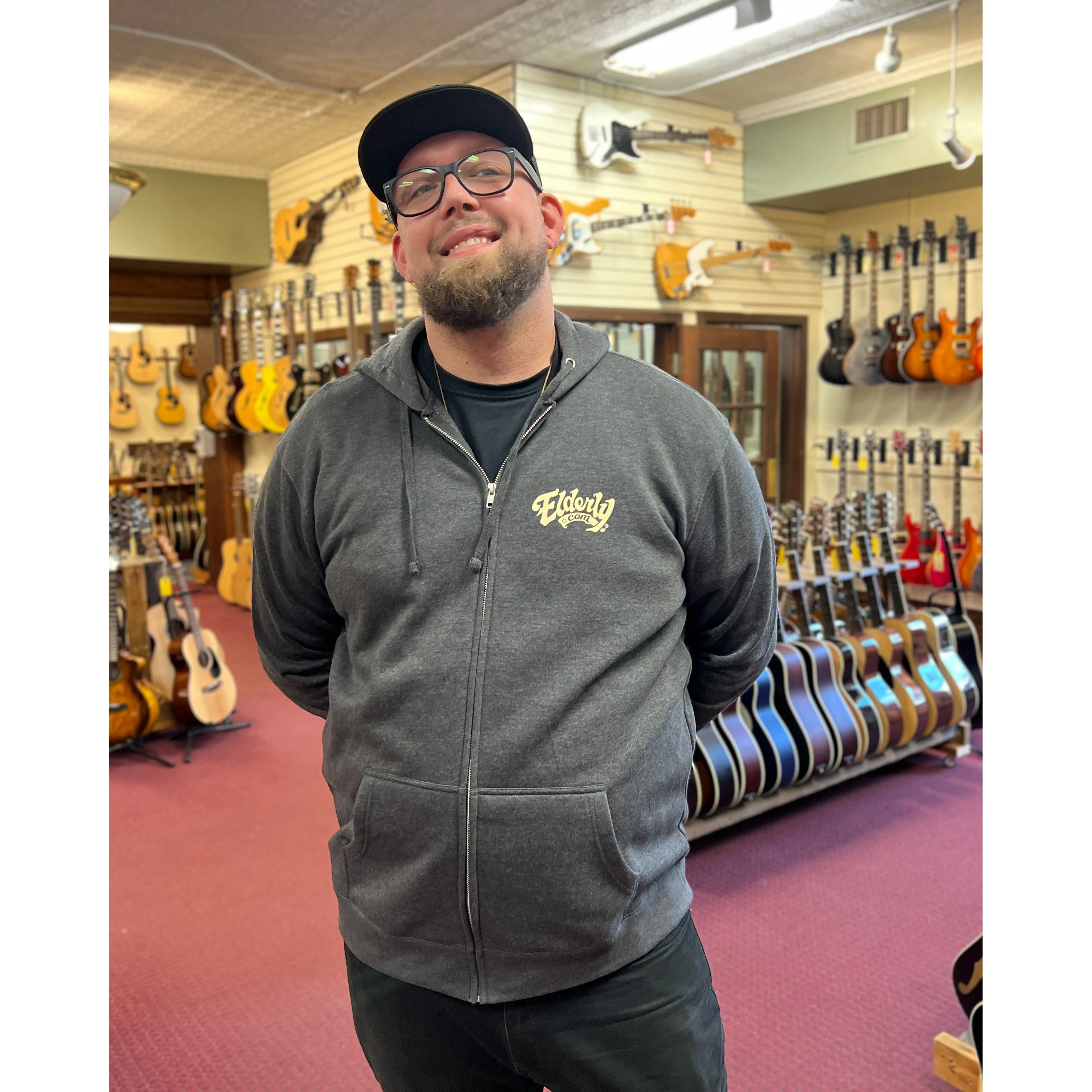 Elderly Instruments Zip Up Hoodie, Heathered Charcoal (Various Sizes) - Image 2