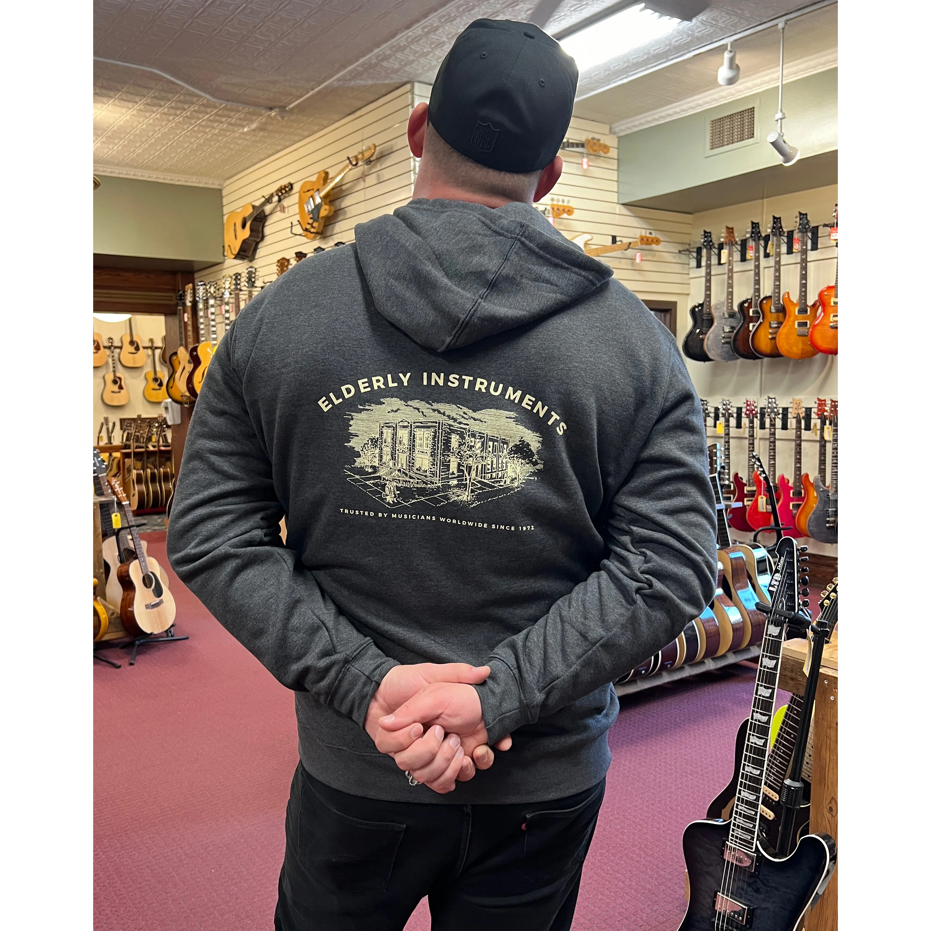 Elderly Instruments Zip Up Hoodie, Heathered Charcoal (Various Sizes) - Image 3